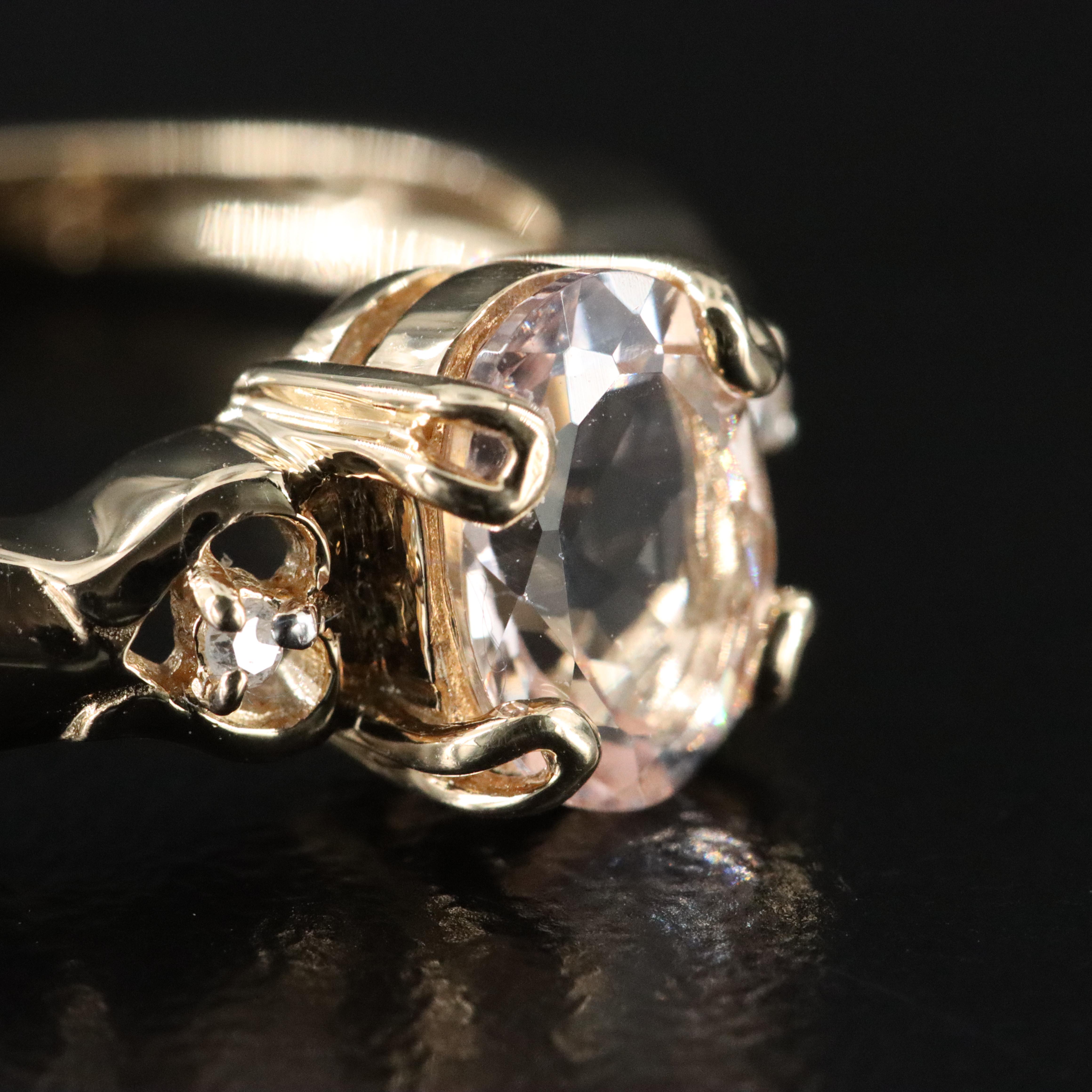 14K Morganite and Diamond Ring