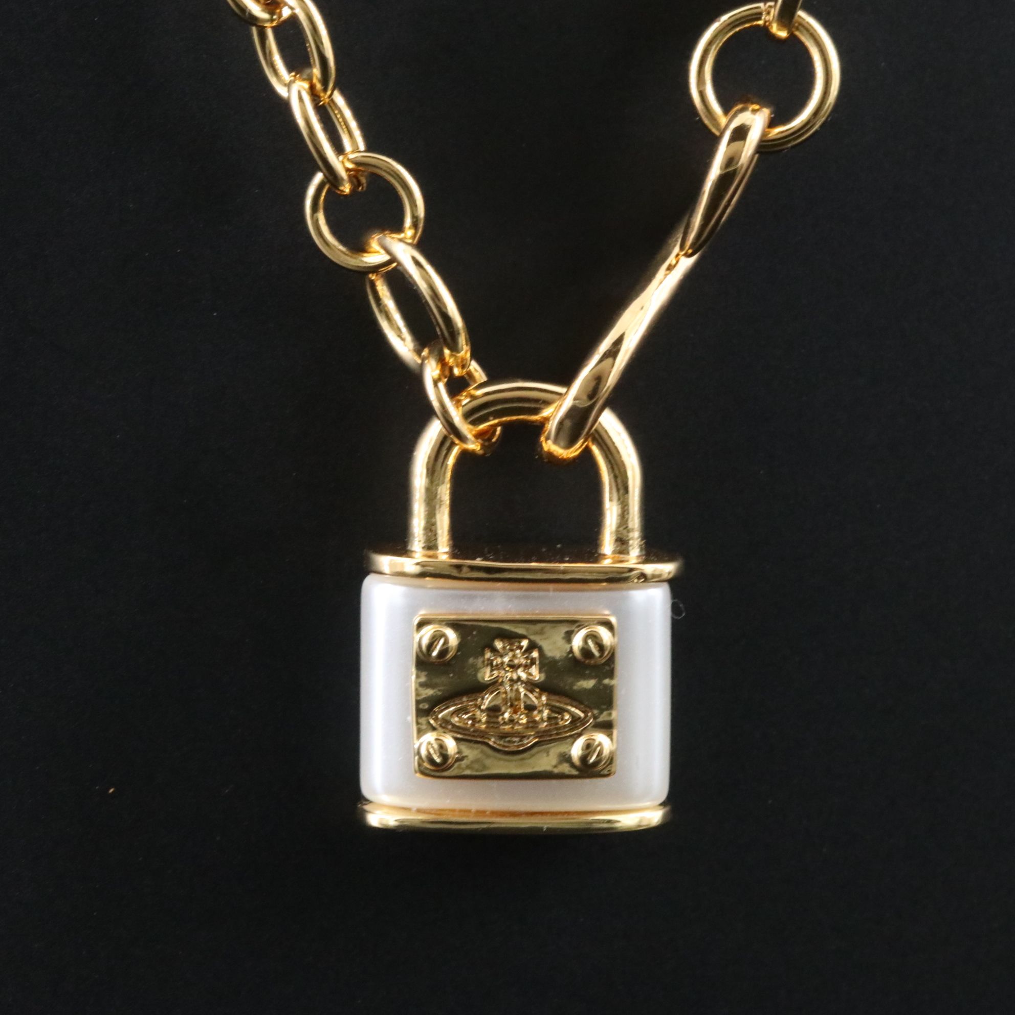 Vivienne Westwood Orb White Padlock Necklace