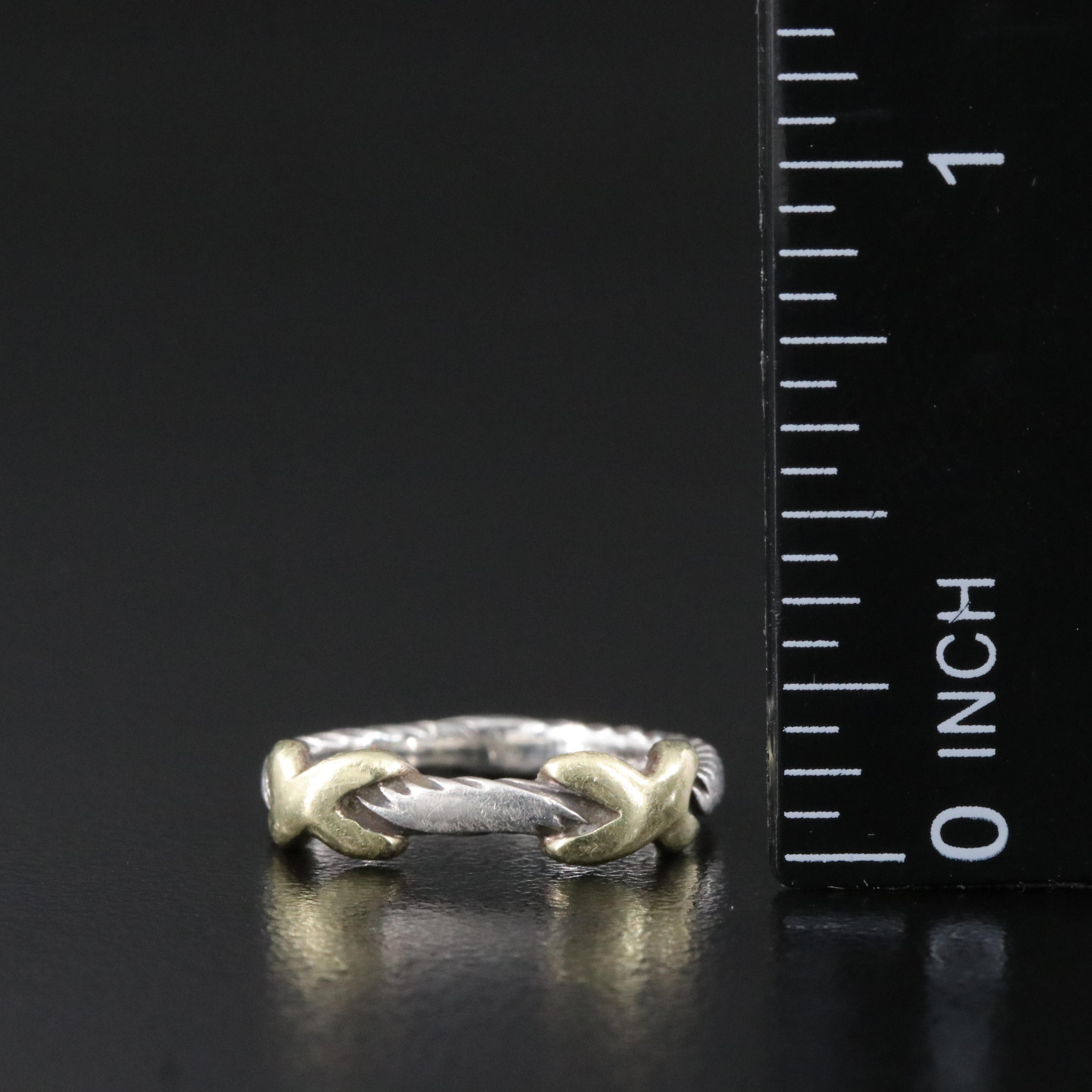 David Yurman Sterling and 14K Double X Ring