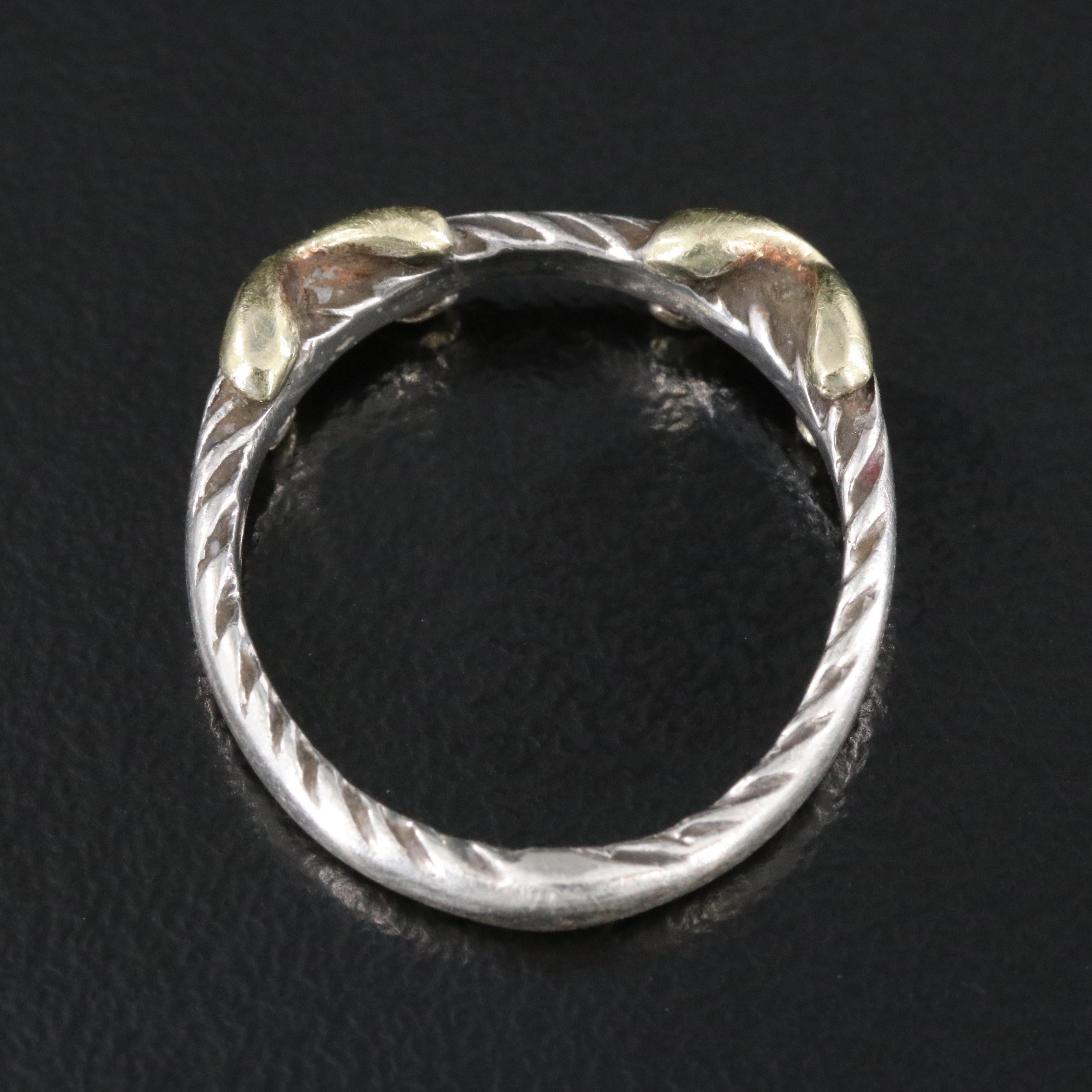 David Yurman Sterling and 14K Double X Ring