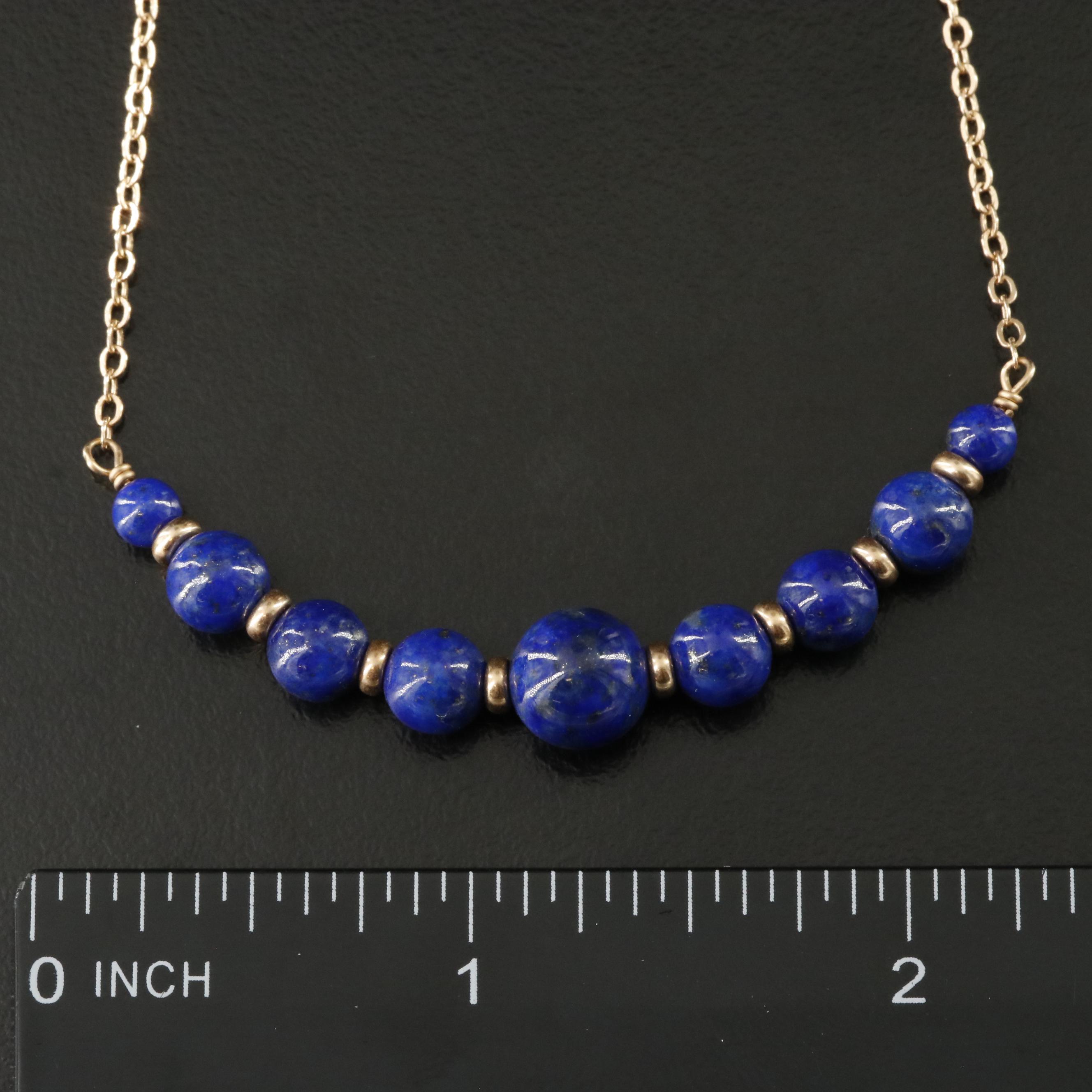 14K Graduated Lapis Lazuli Bead Necklace