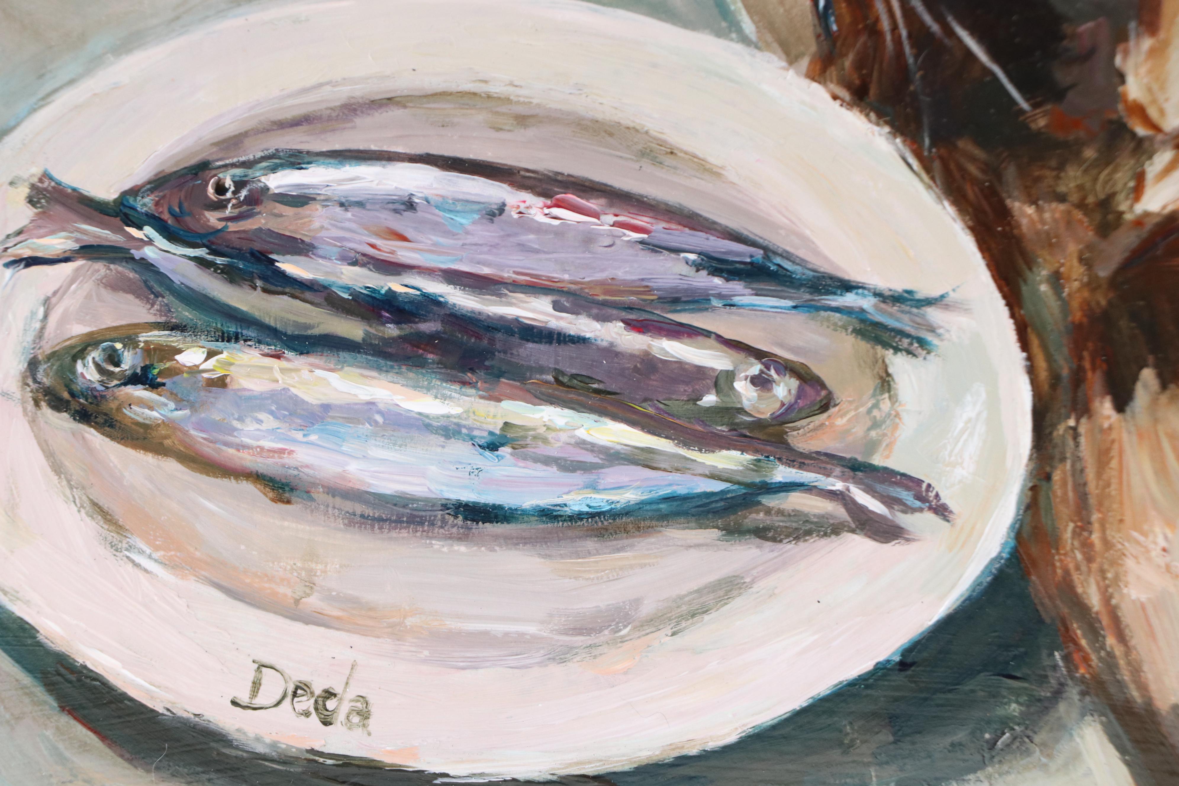 Adam Deda Oil Painting of Siamese Cat "The Fish Stalker," 2025