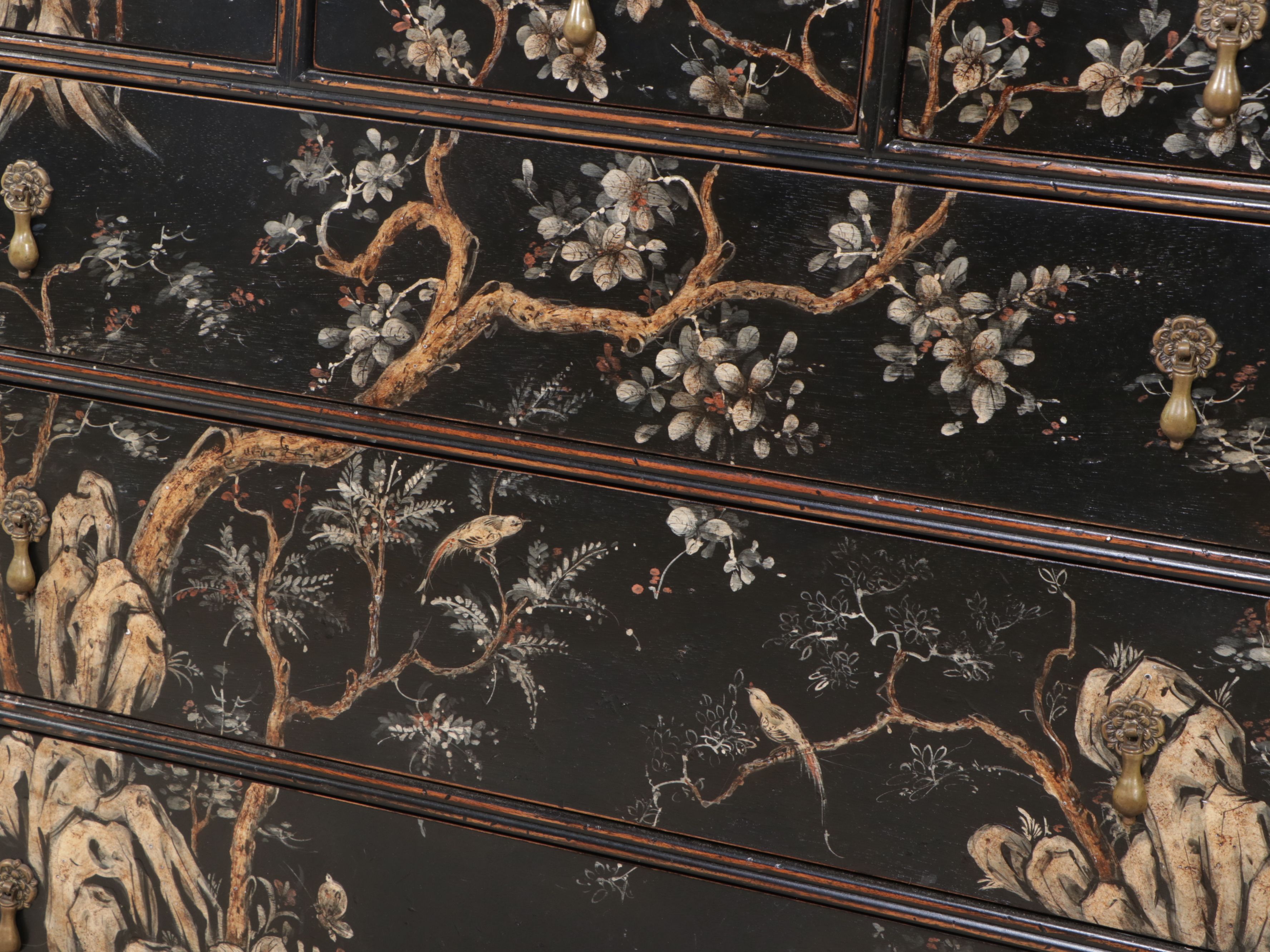 Modern History Chinese Style Chest of Drawers with Painted Landscape Scene