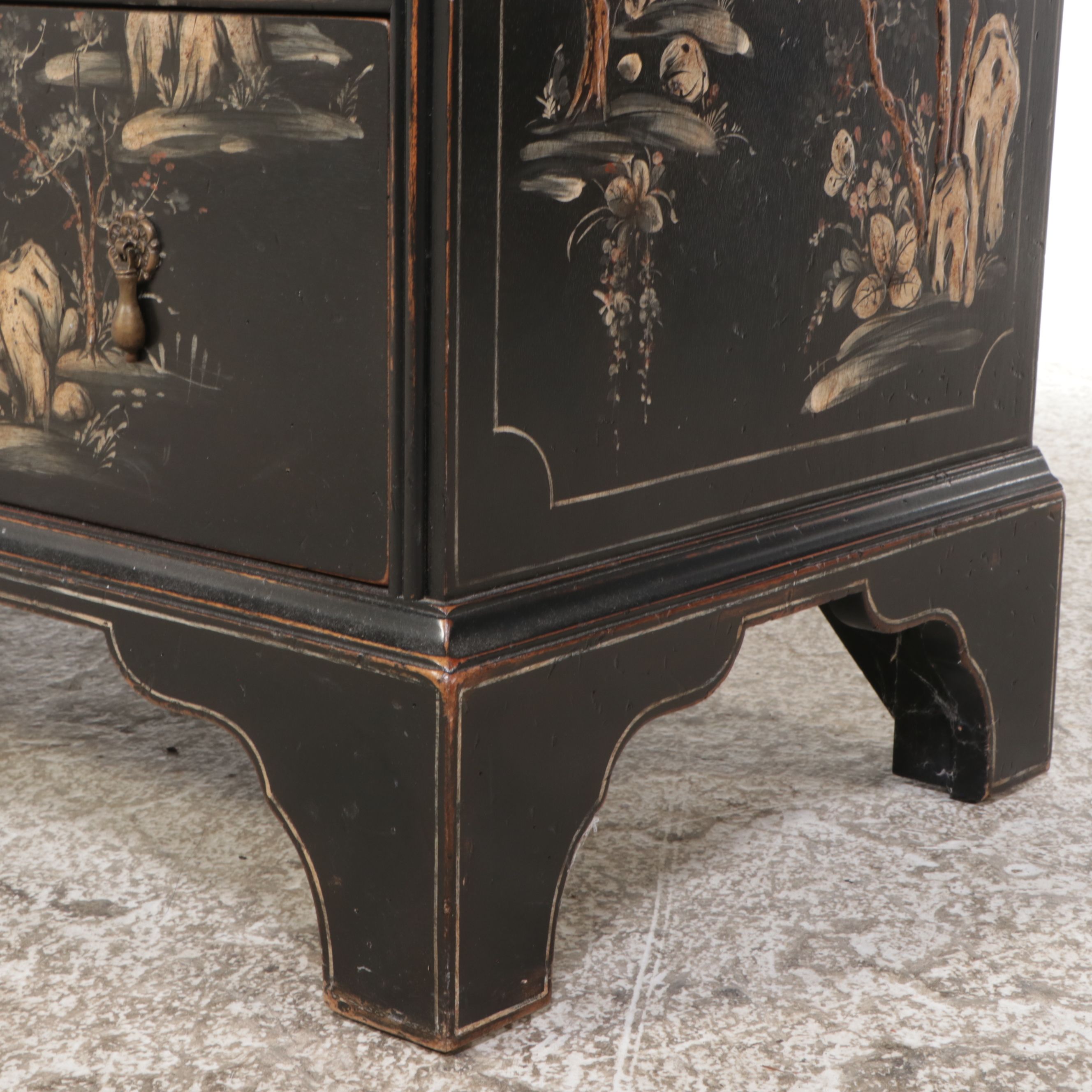 Modern History Chinese Style Chest of Drawers with Painted Landscape Scene