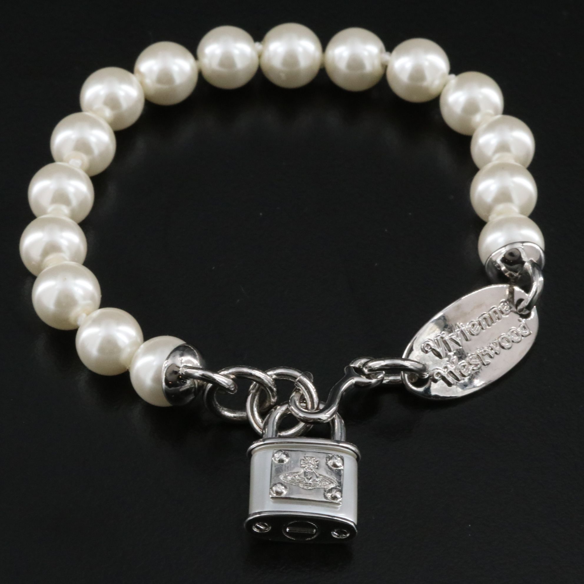 Vivienne Westwood Orb Padlock and Faux Pearl Bracelet