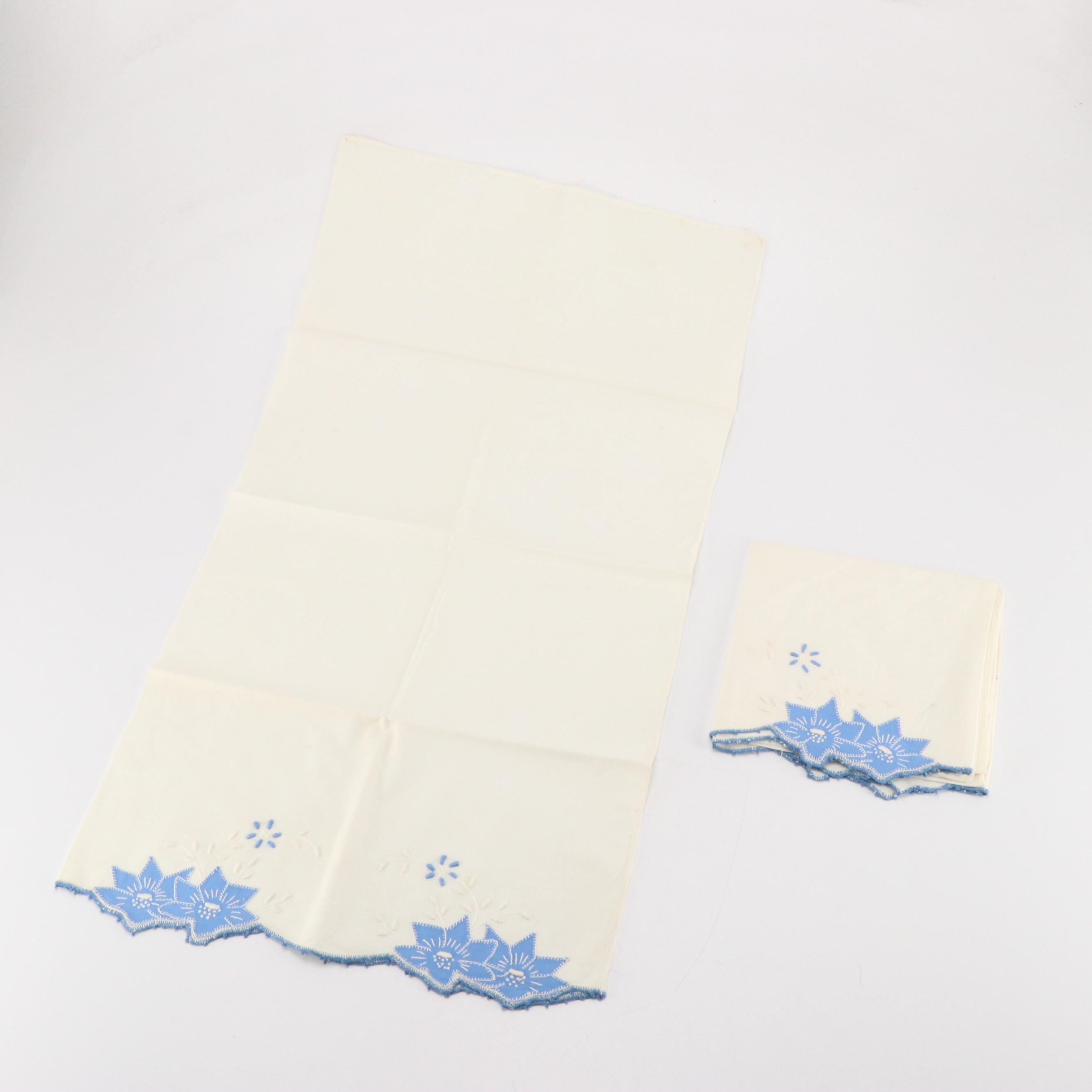 Assorted Lace Embroidered and Printed Handkerchief with Other Linens in Boxes
