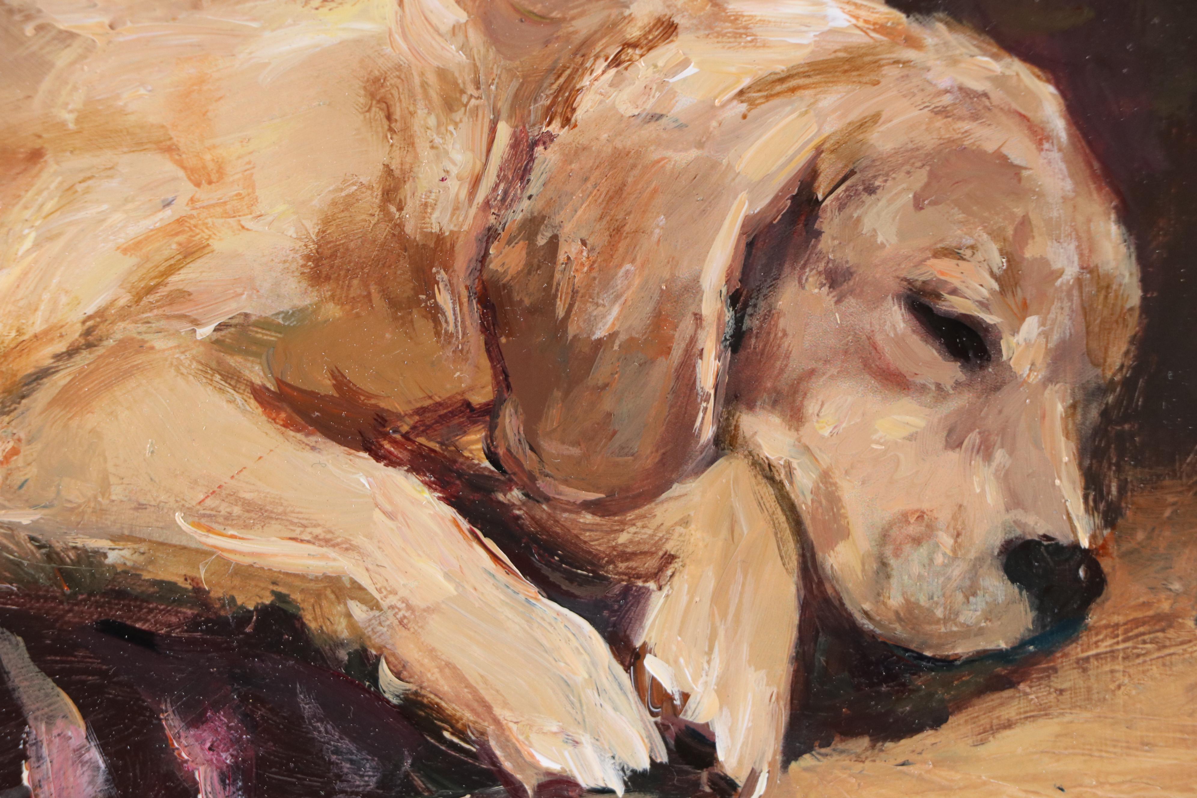 Adam Deda Oil Painting of Golden Retriever "Drowned in Dreams," 2025