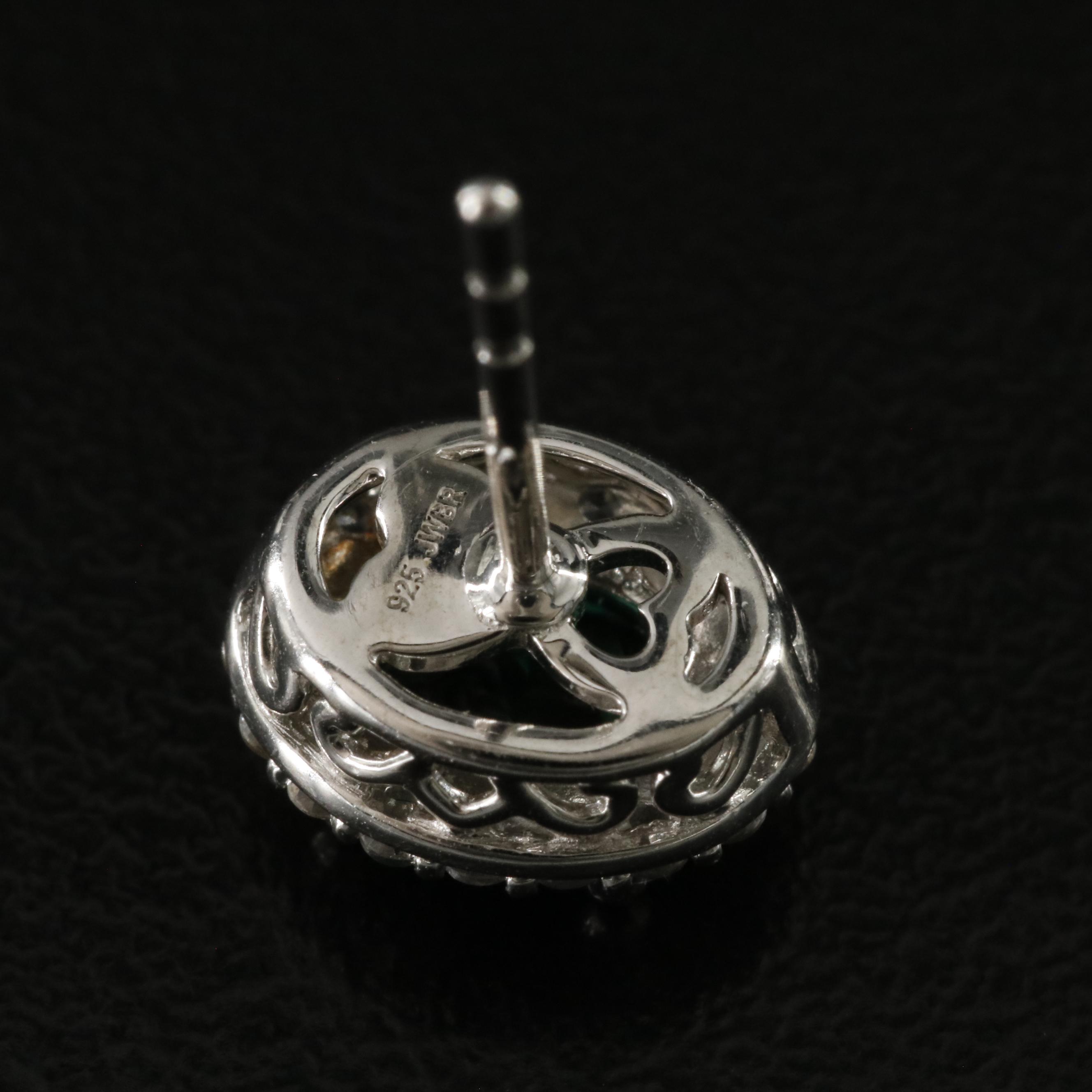 Sterling Emerald and White Sapphire Earrings