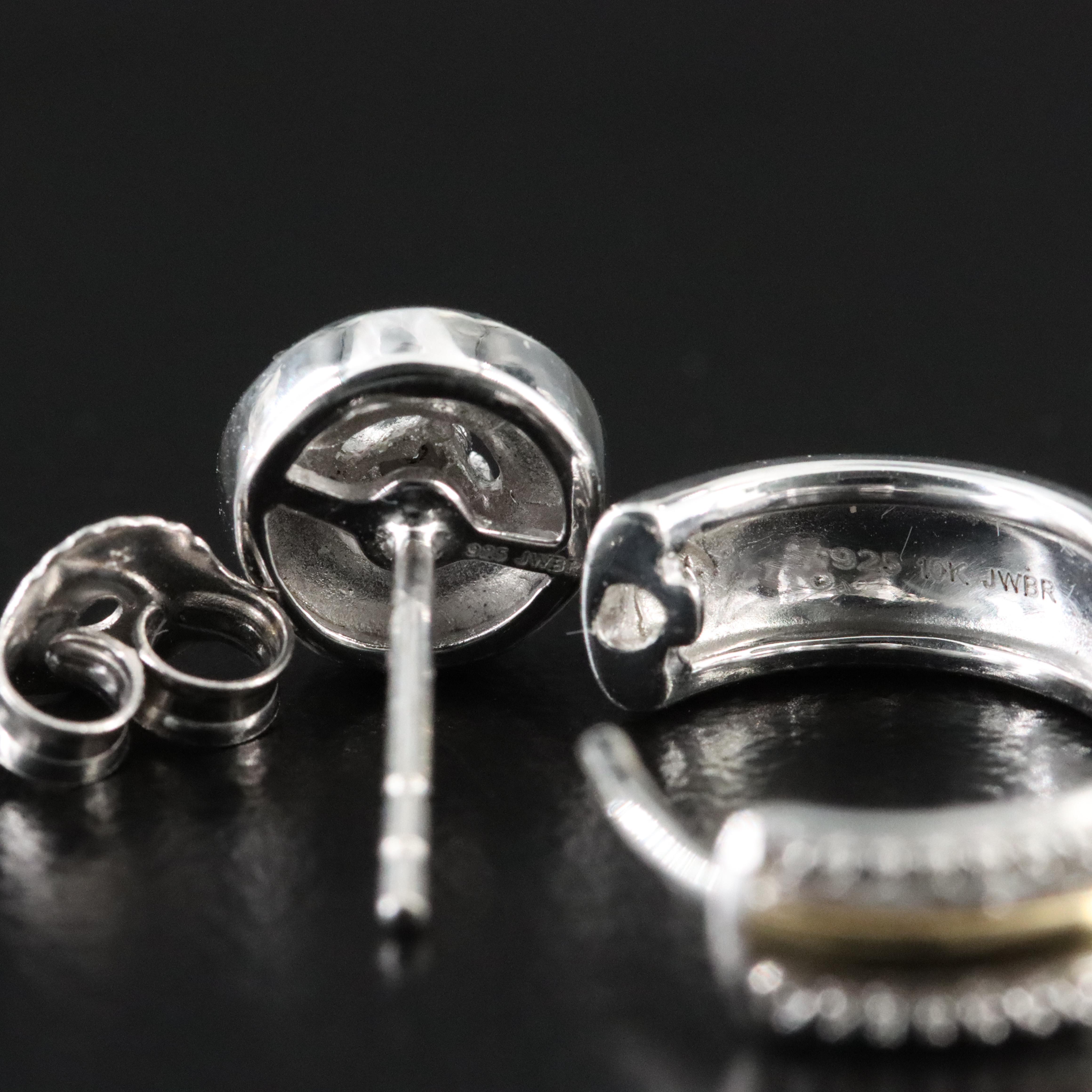 Sterling Diamond Earring Collection Featuring Hoops with 10K Accent