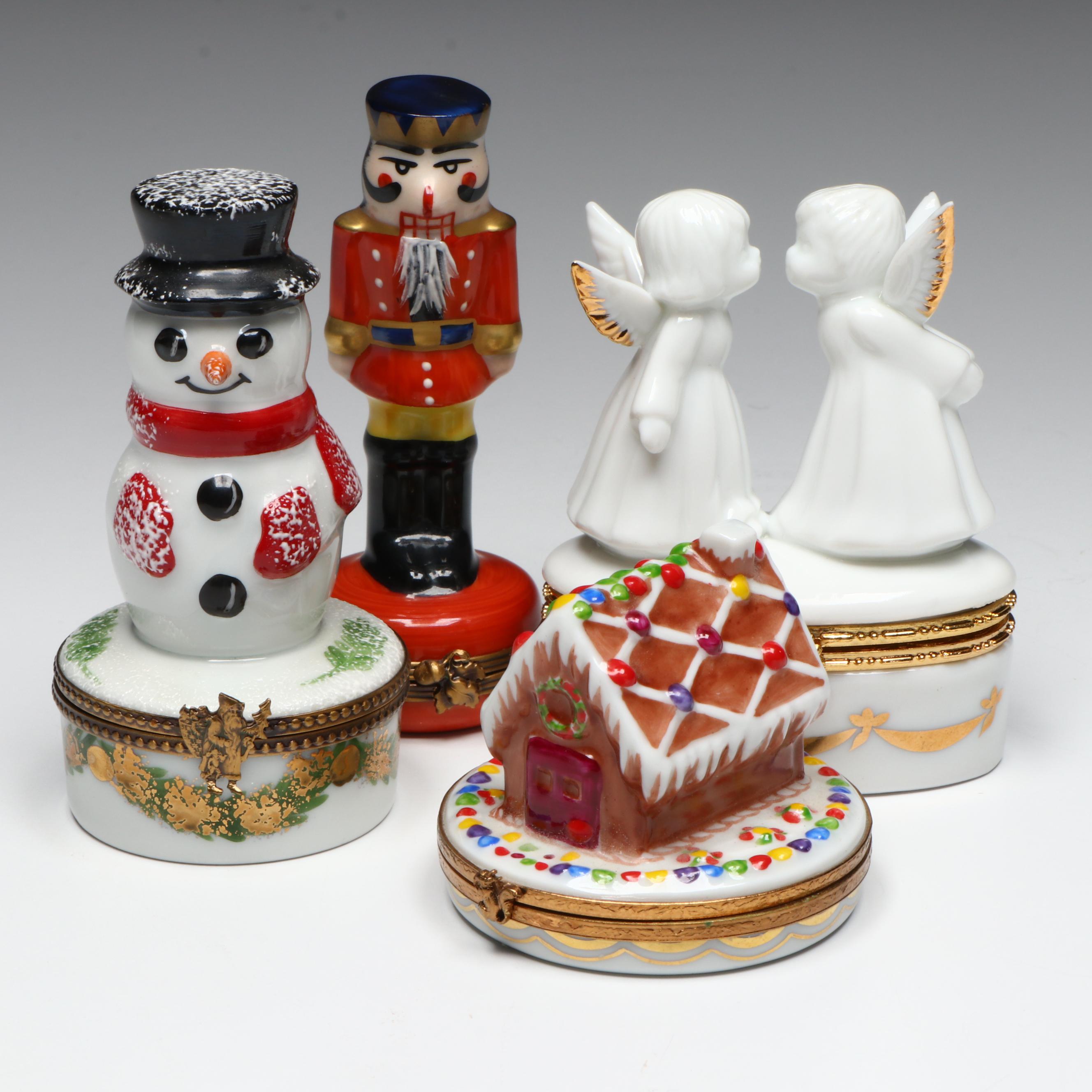 Artoria, Lefton with Other Christmas Porcelain Limoges Boxes