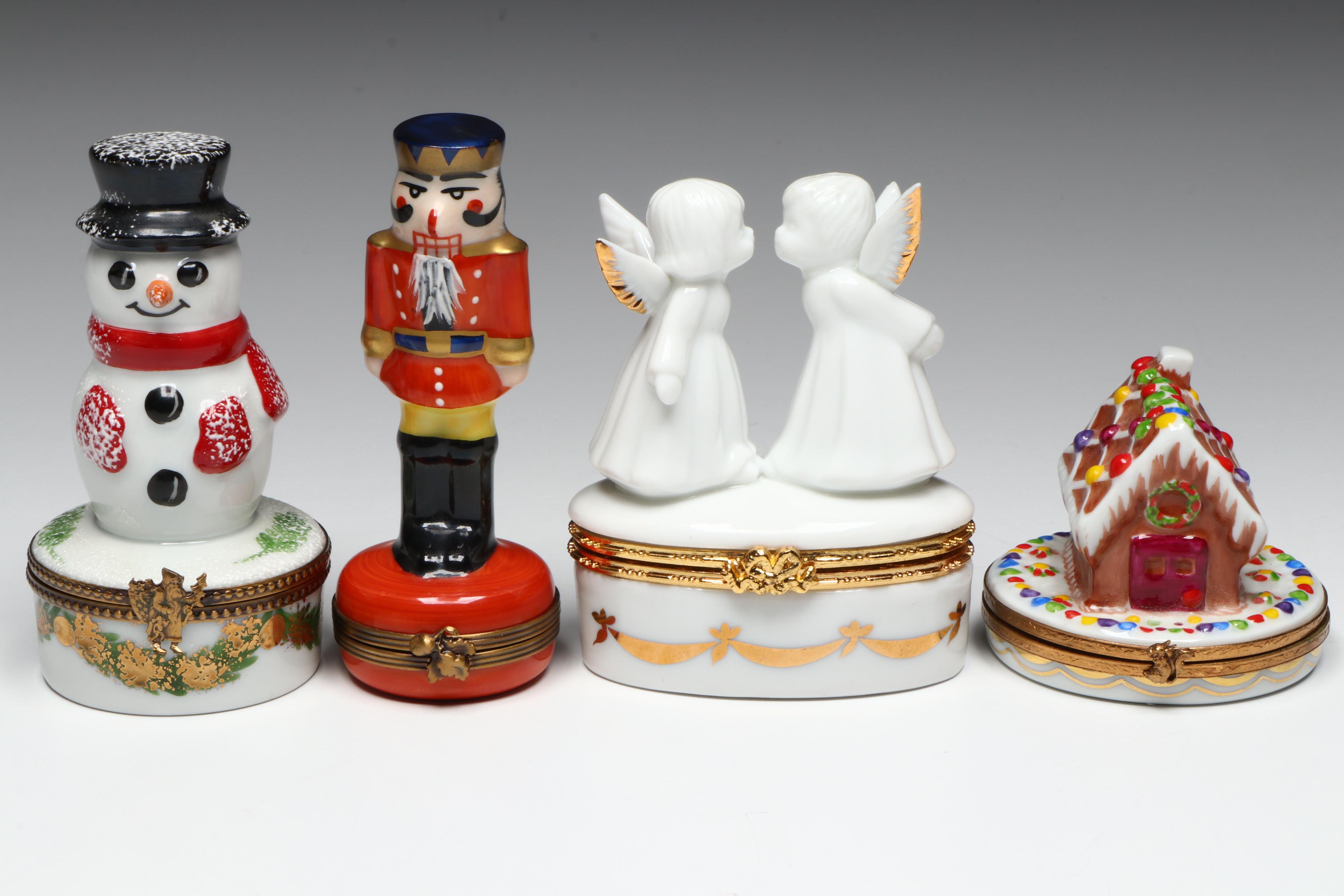 Artoria, Lefton with Other Christmas Porcelain Limoges Boxes
