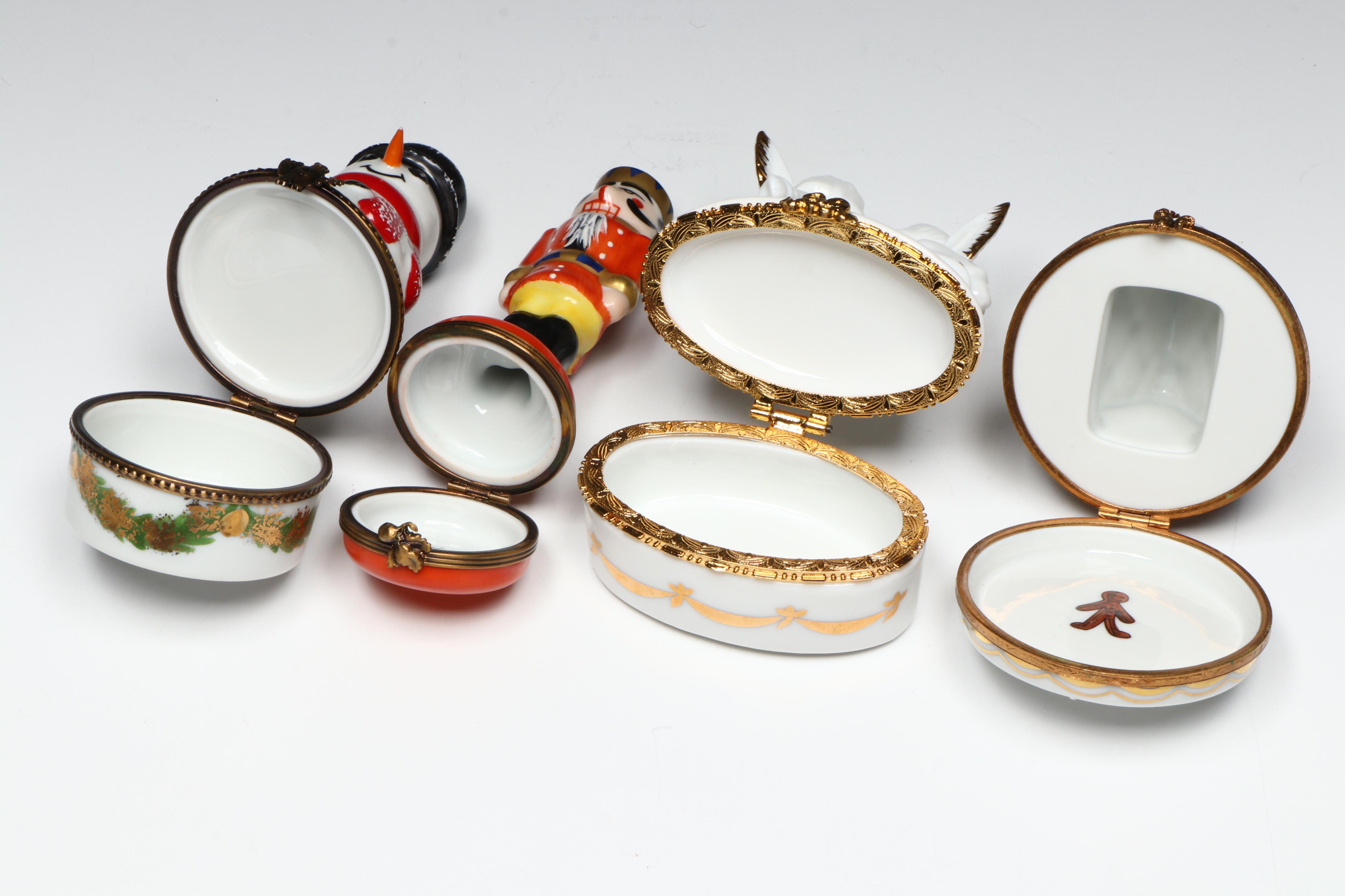 Artoria, Lefton with Other Christmas Porcelain Limoges Boxes