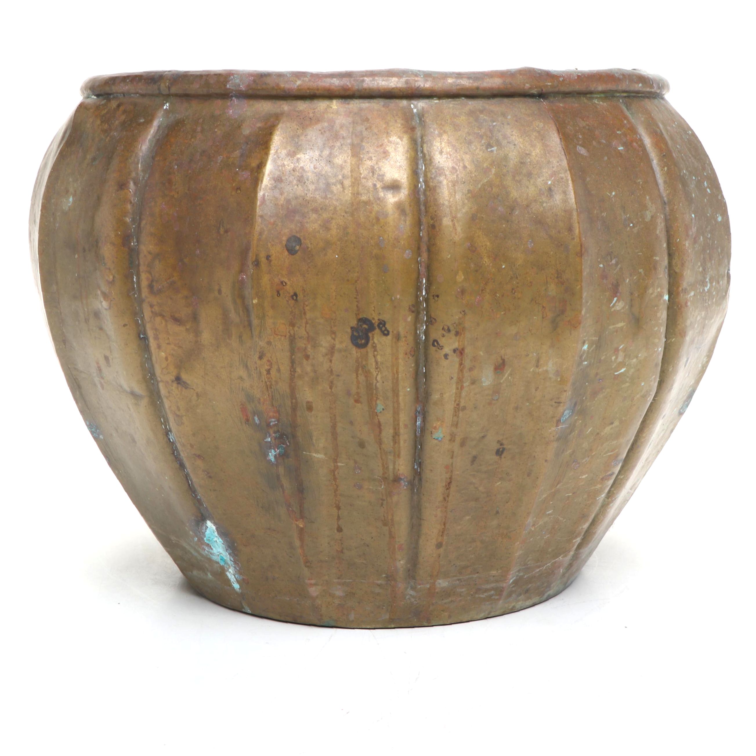 Hand-Crafted Sheet Brass Jardiniere