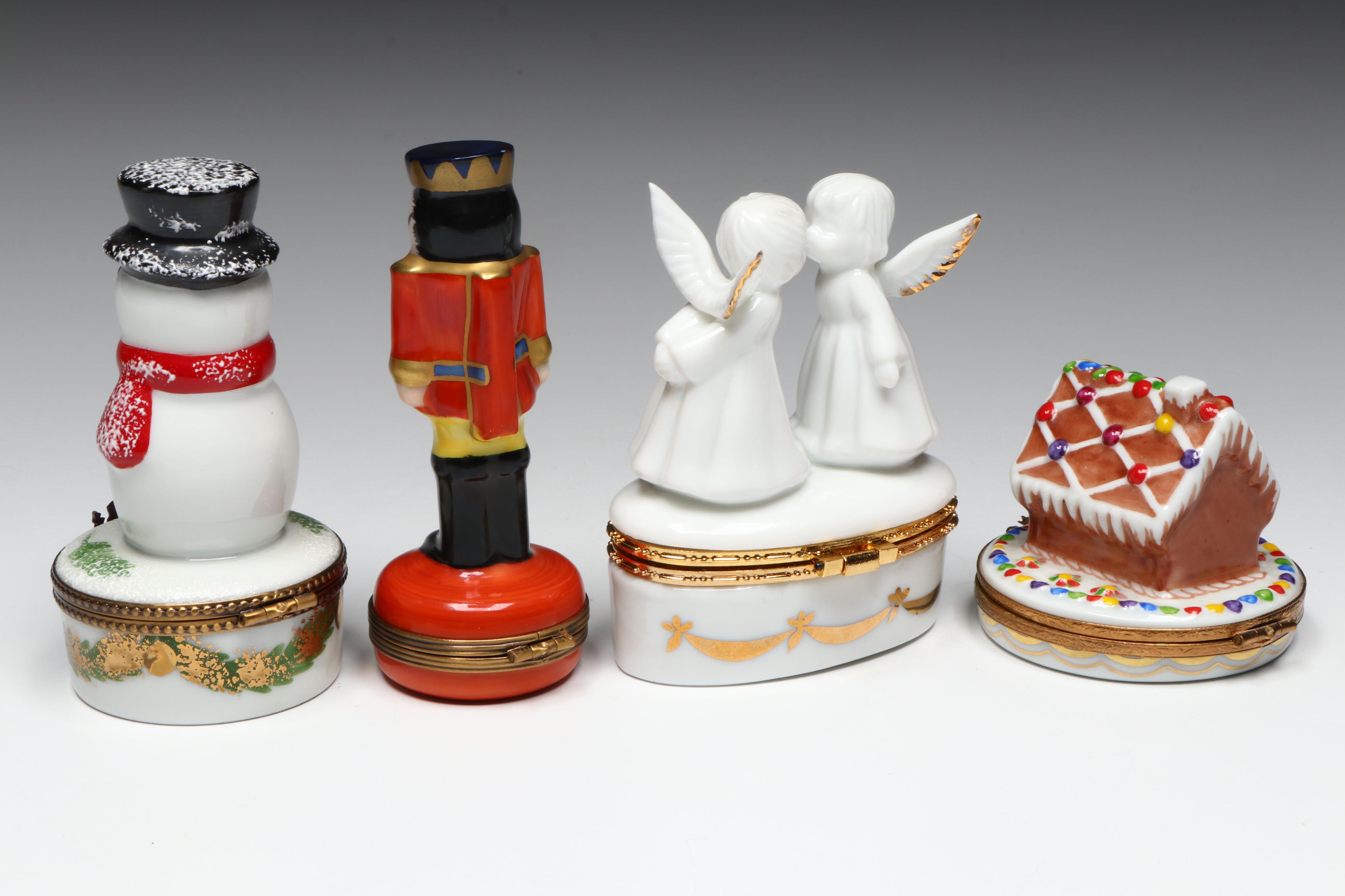 Artoria, Lefton with Other Christmas Porcelain Limoges Boxes