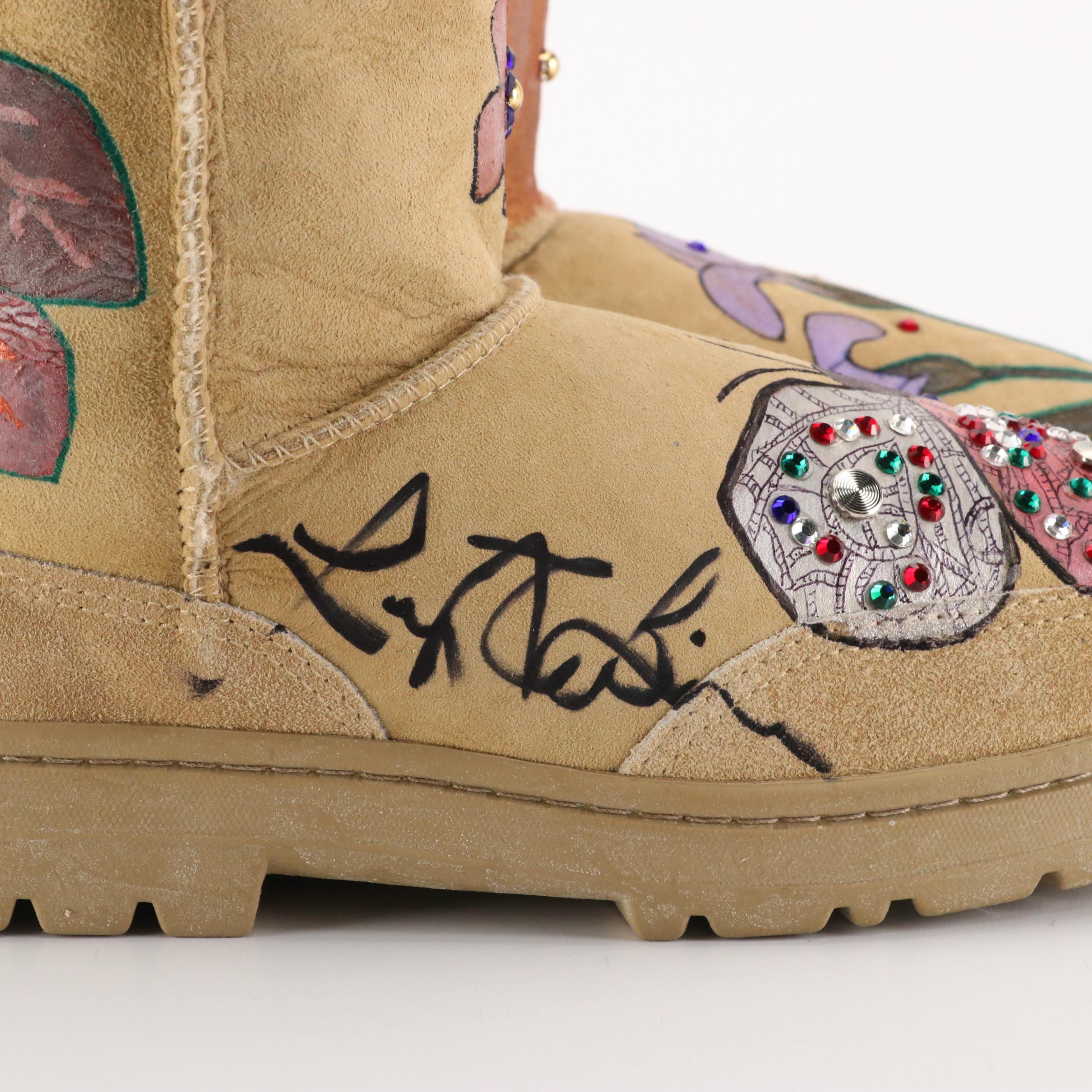 Lucy Liu Signed & Hand Painted "Enchanted Forest" Ultra Tall Ugg Boots W/ Box