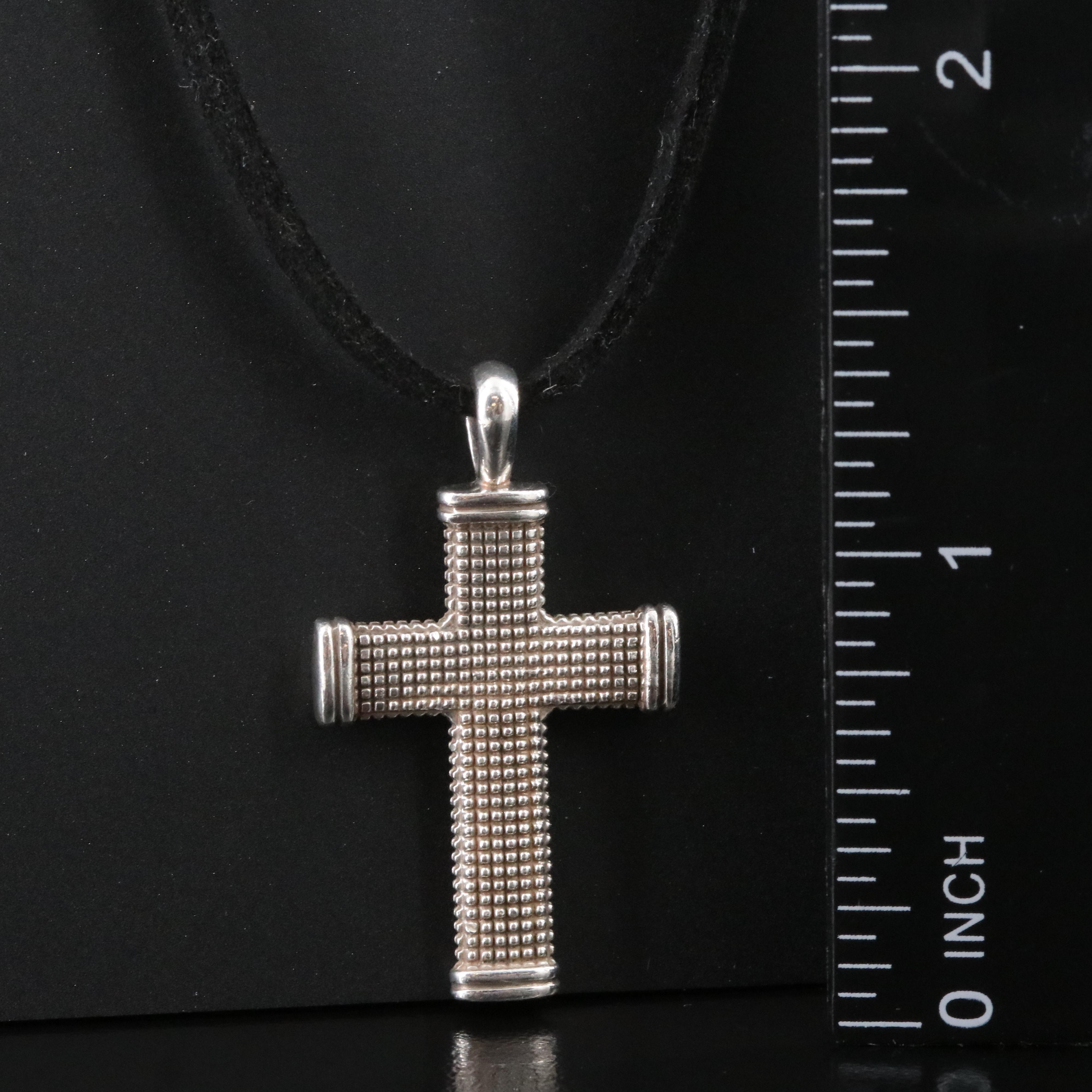 David Yurman Sterling Sky Cross Pendant on Suede Cord