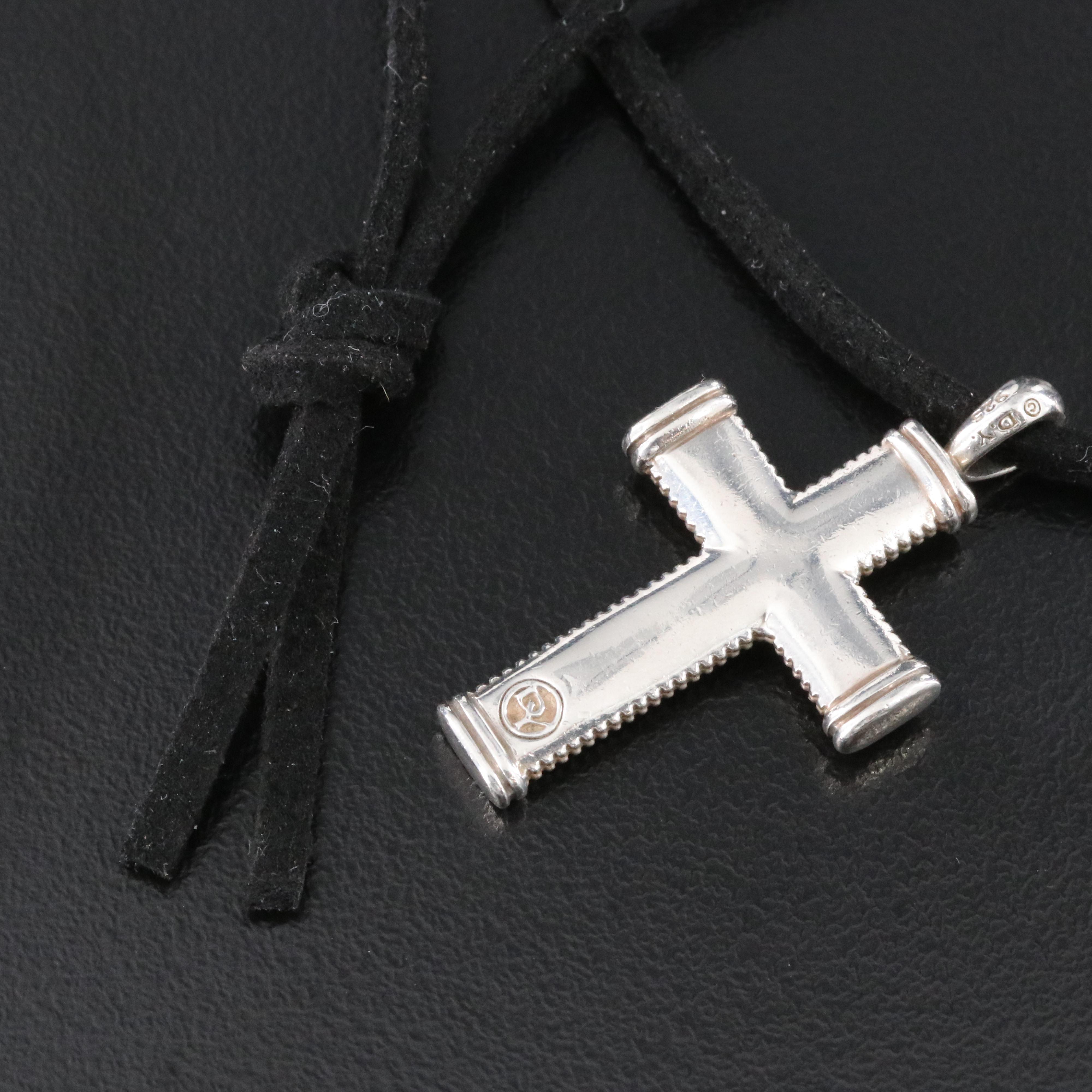 David Yurman Sterling Sky Cross Pendant on Suede Cord