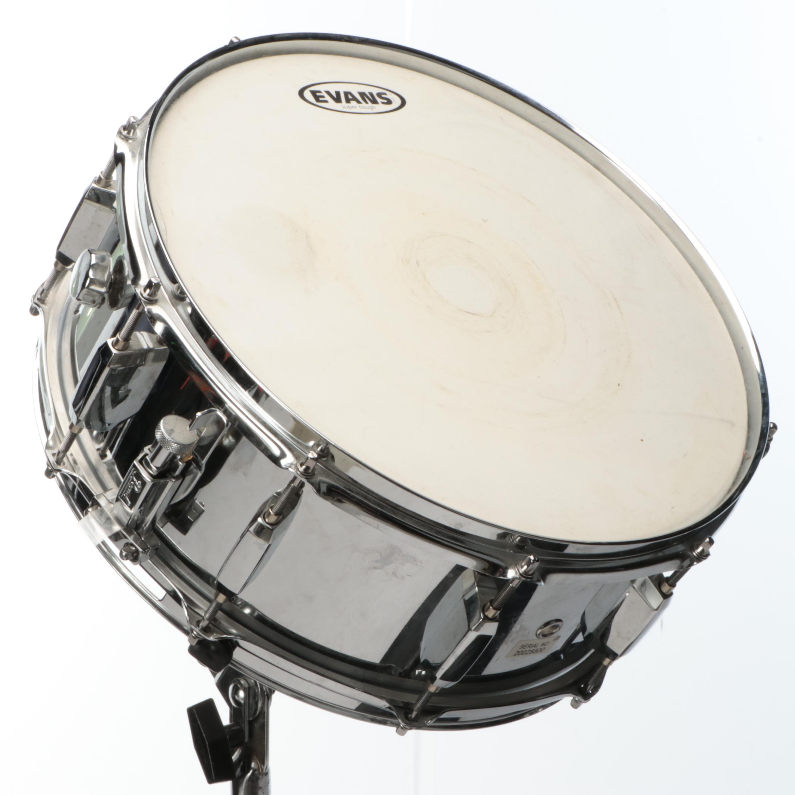 Pearl Steel Shell Snare with Evans Drum Head and Stand