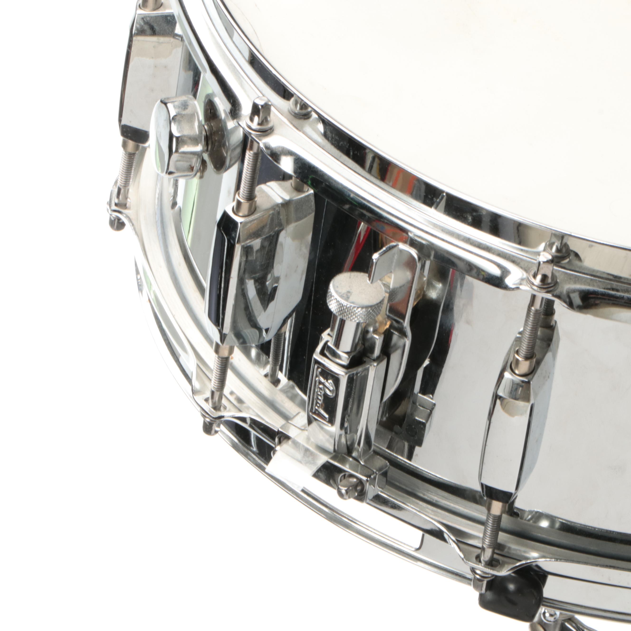 Pearl Steel Shell Snare with Evans Drum Head and Stand