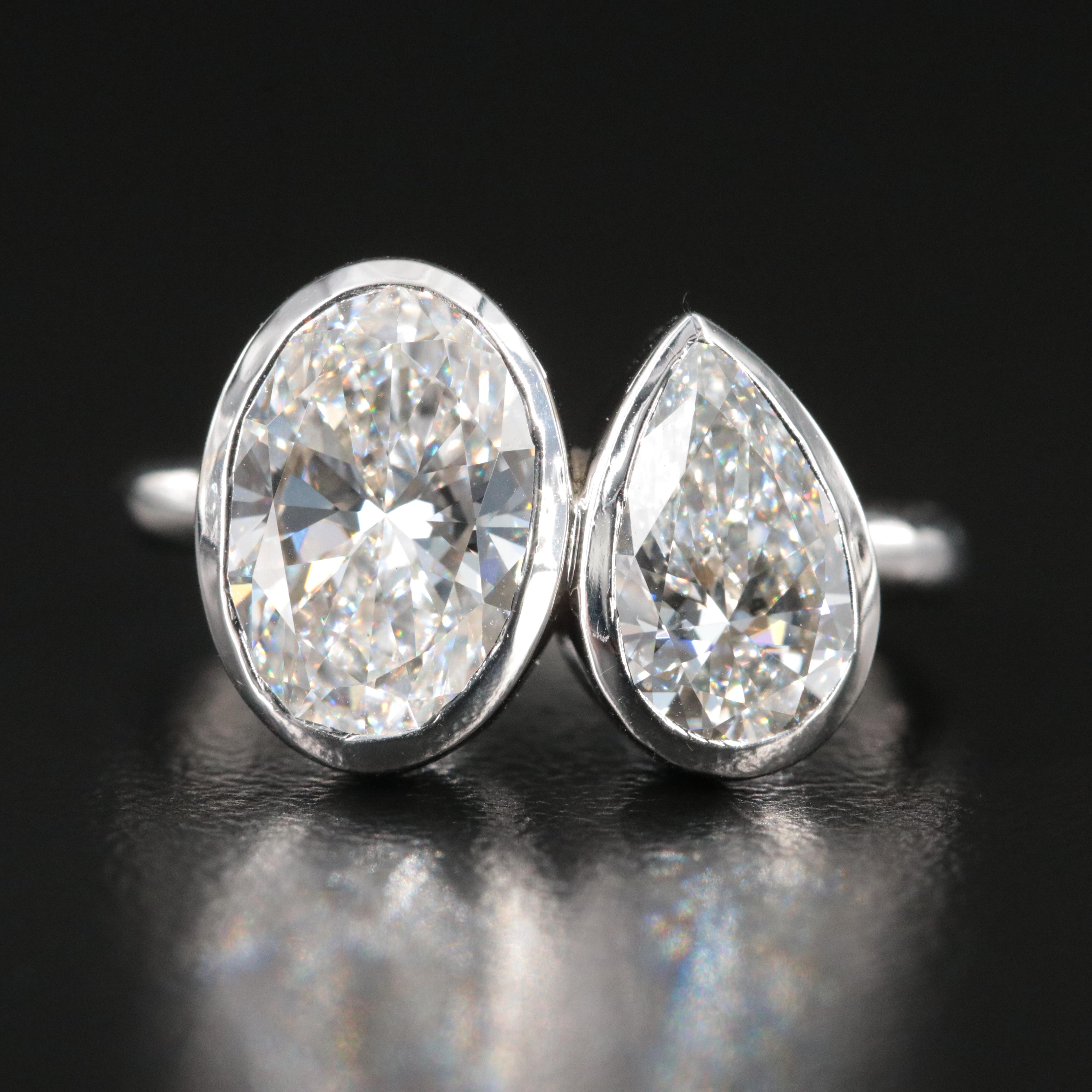 14K 3.39 CTW Lab Grown Diamond Toi et Moi Ring with IGI Reports