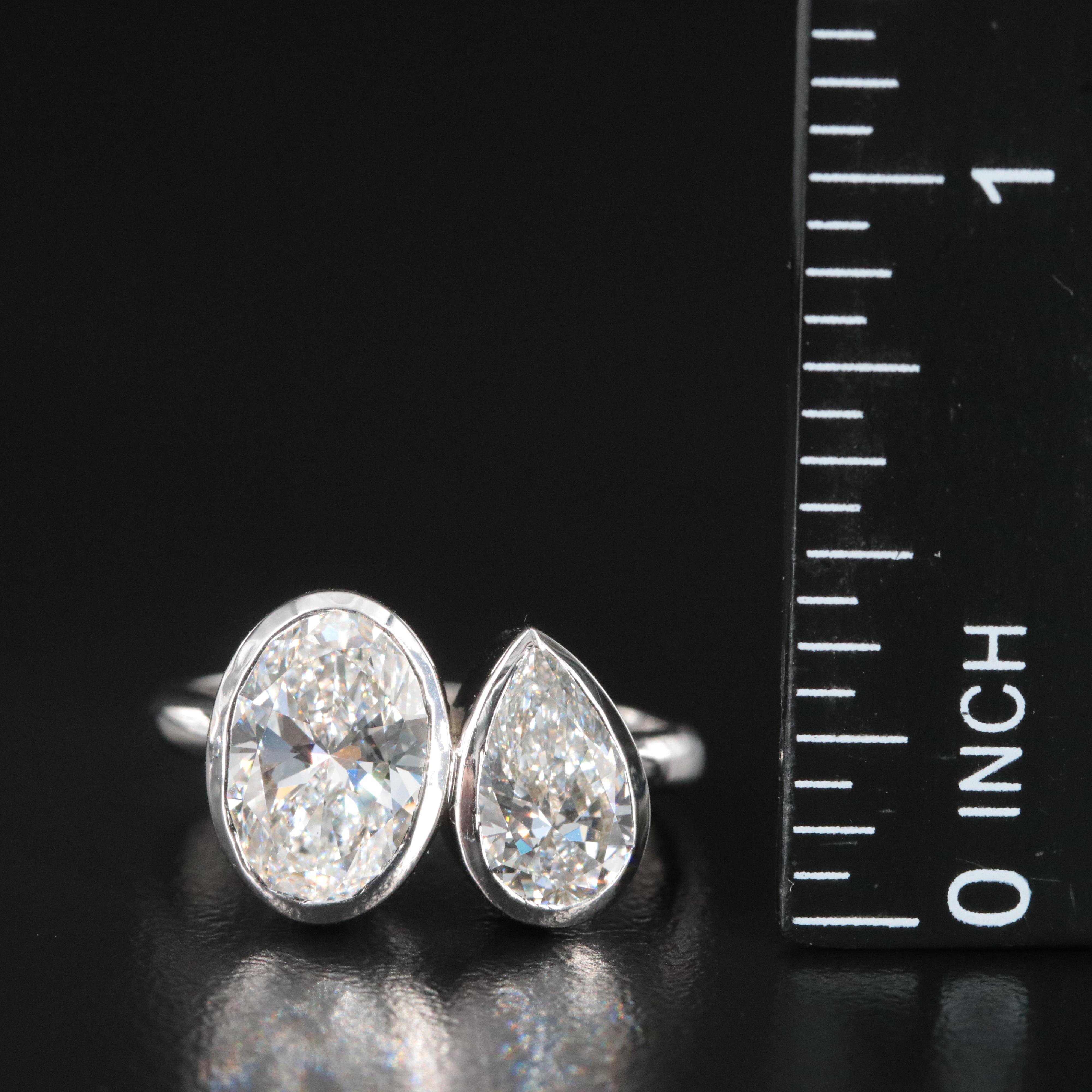 14K 3.39 CTW Lab Grown Diamond Toi et Moi Ring with IGI Reports