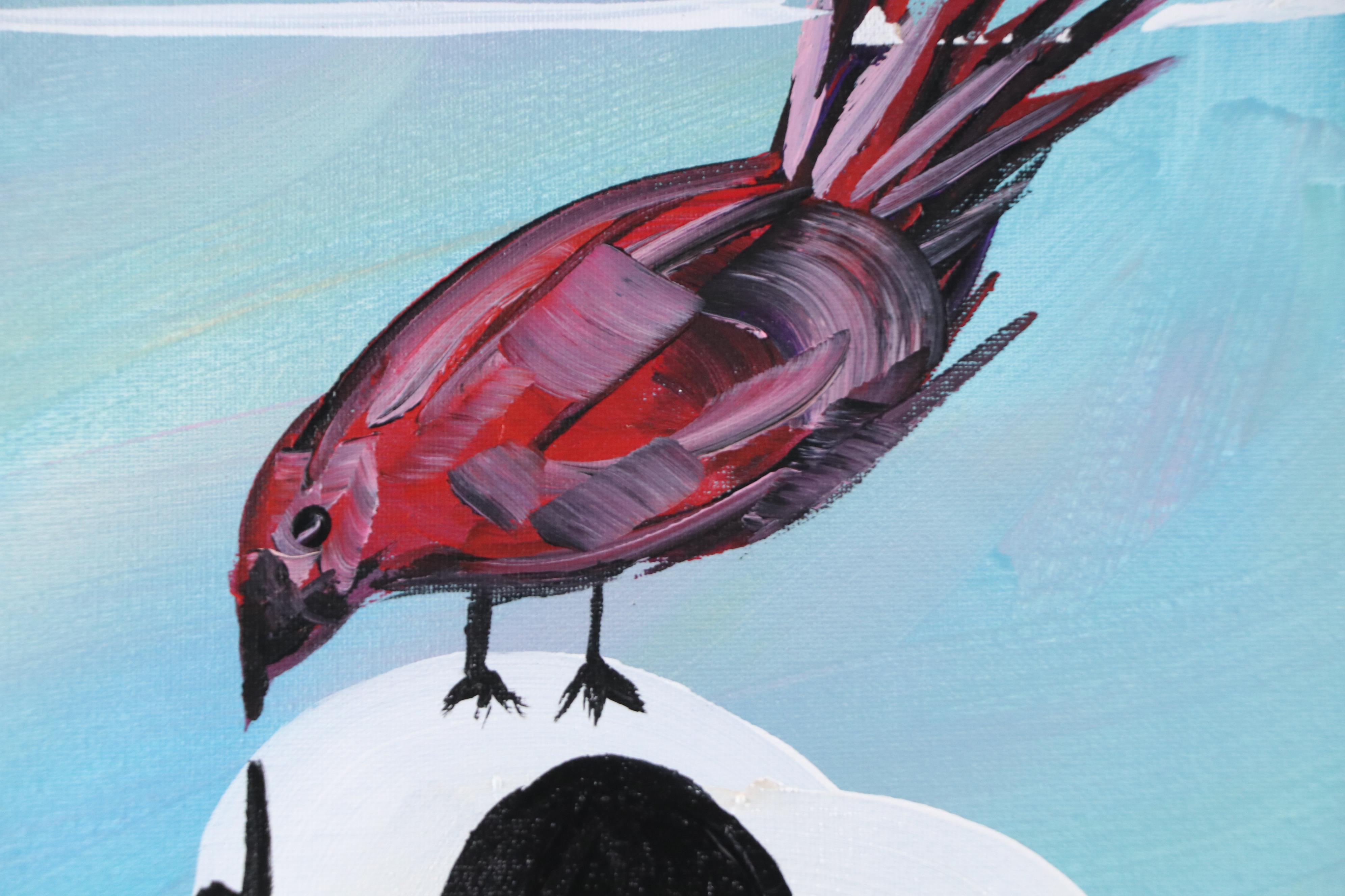 Corbellic Stylized Acrylic Painting of Dog and Bird, 2025