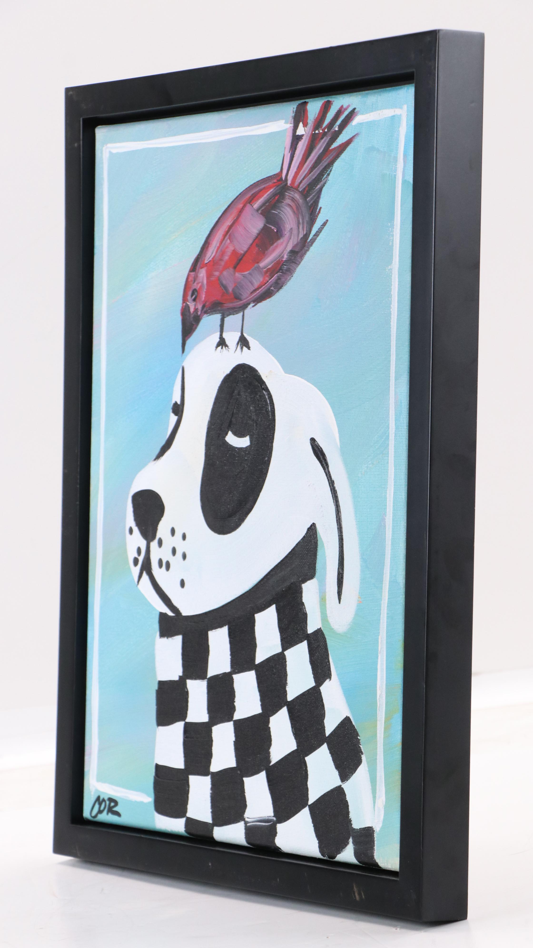 Corbellic Stylized Acrylic Painting of Dog and Bird, 2025