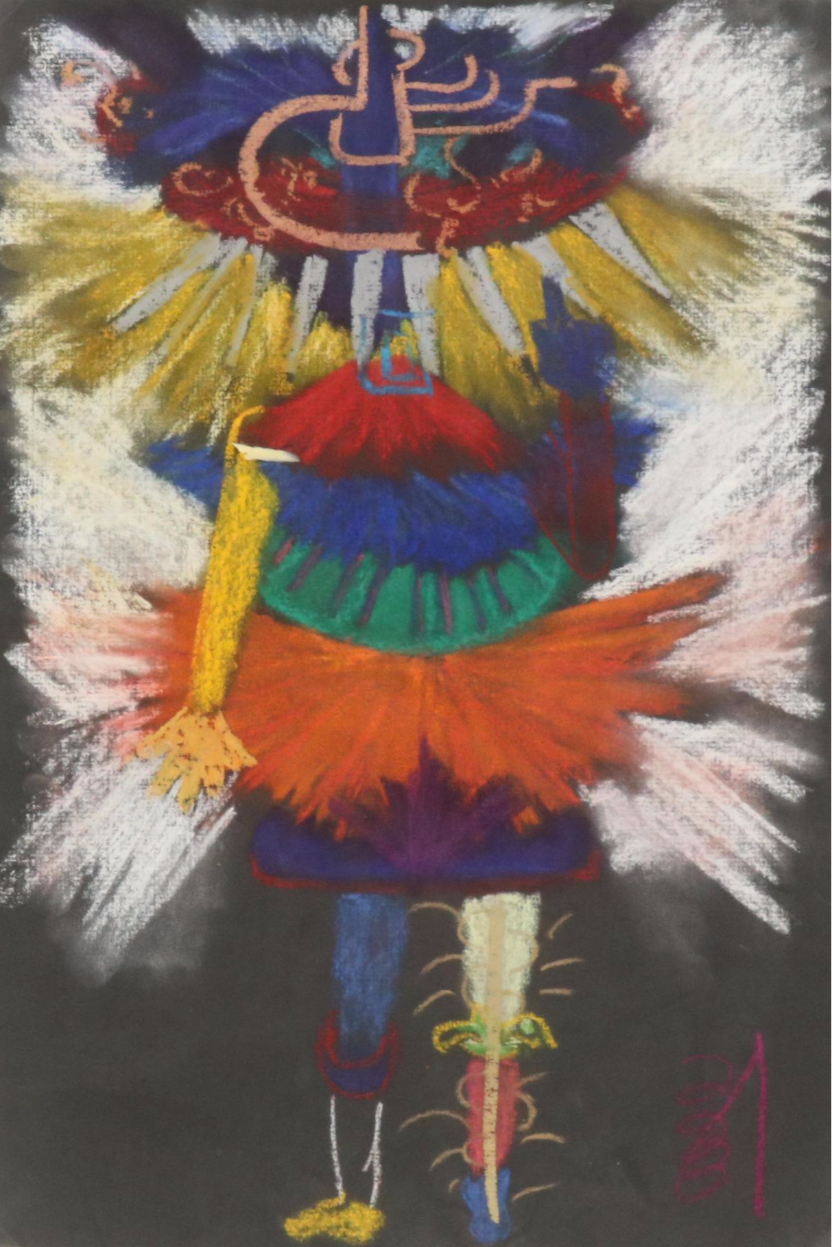 Leiah Bowden Chalk Pastel Drawing "Soul Journey Energy Portrait," Early 21st C.