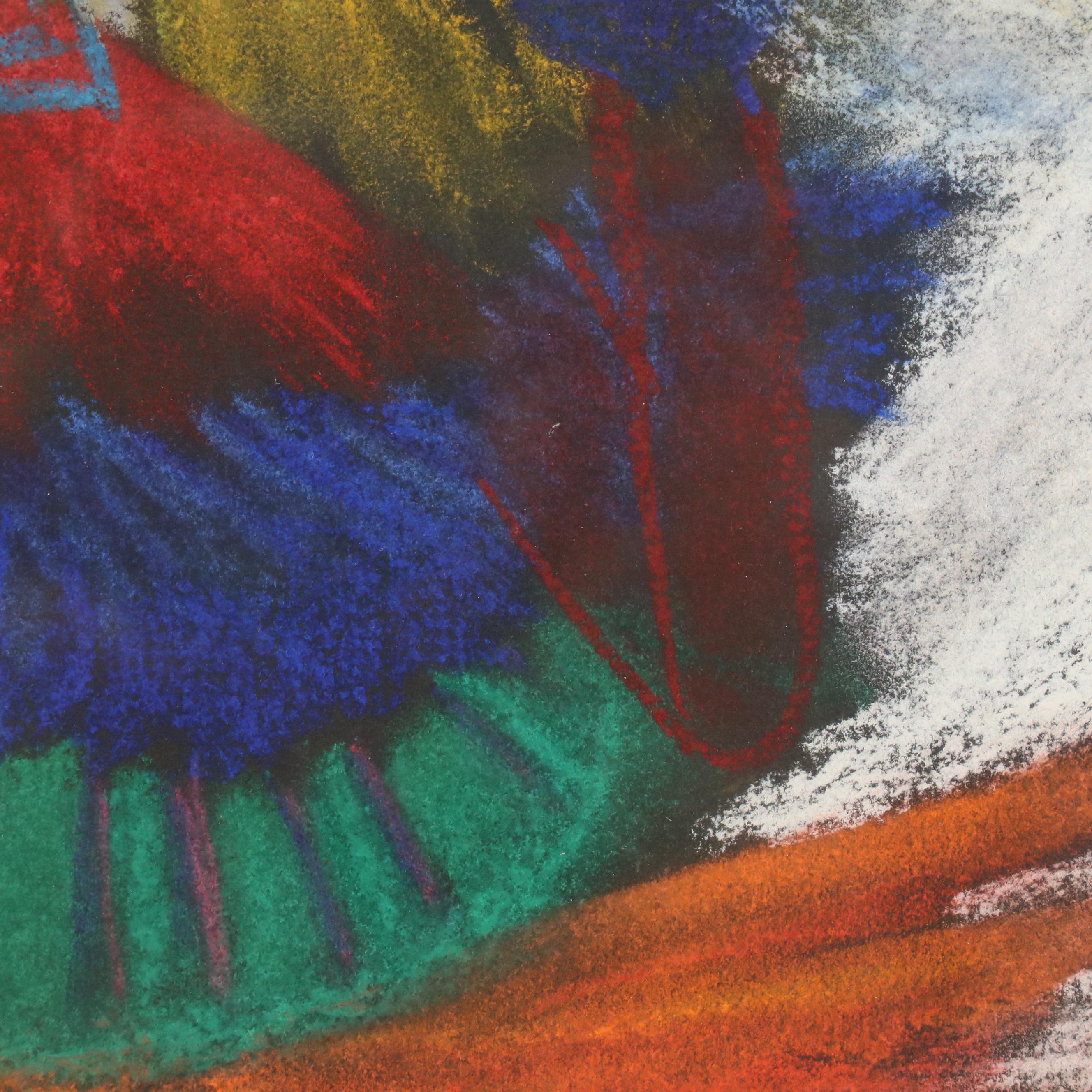 Leiah Bowden Chalk Pastel Drawing "Soul Journey Energy Portrait," Early 21st C.