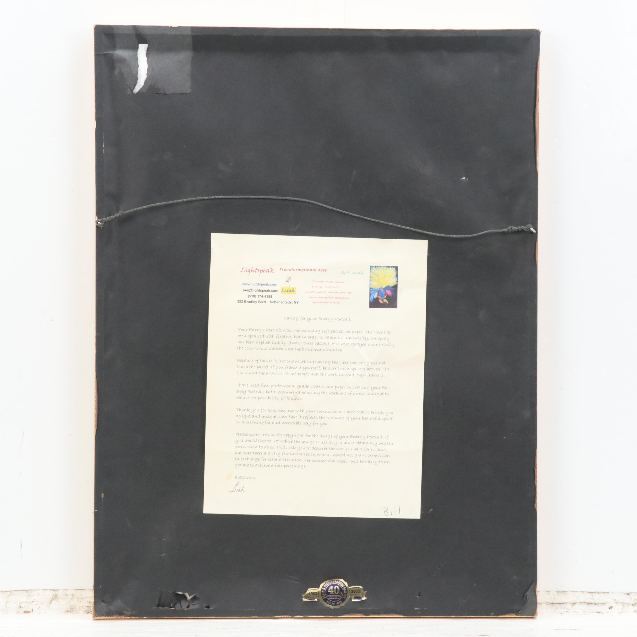 Leiah Bowden Chalk Pastel Drawing "Soul Journey Energy Portrait," Early 21st C.