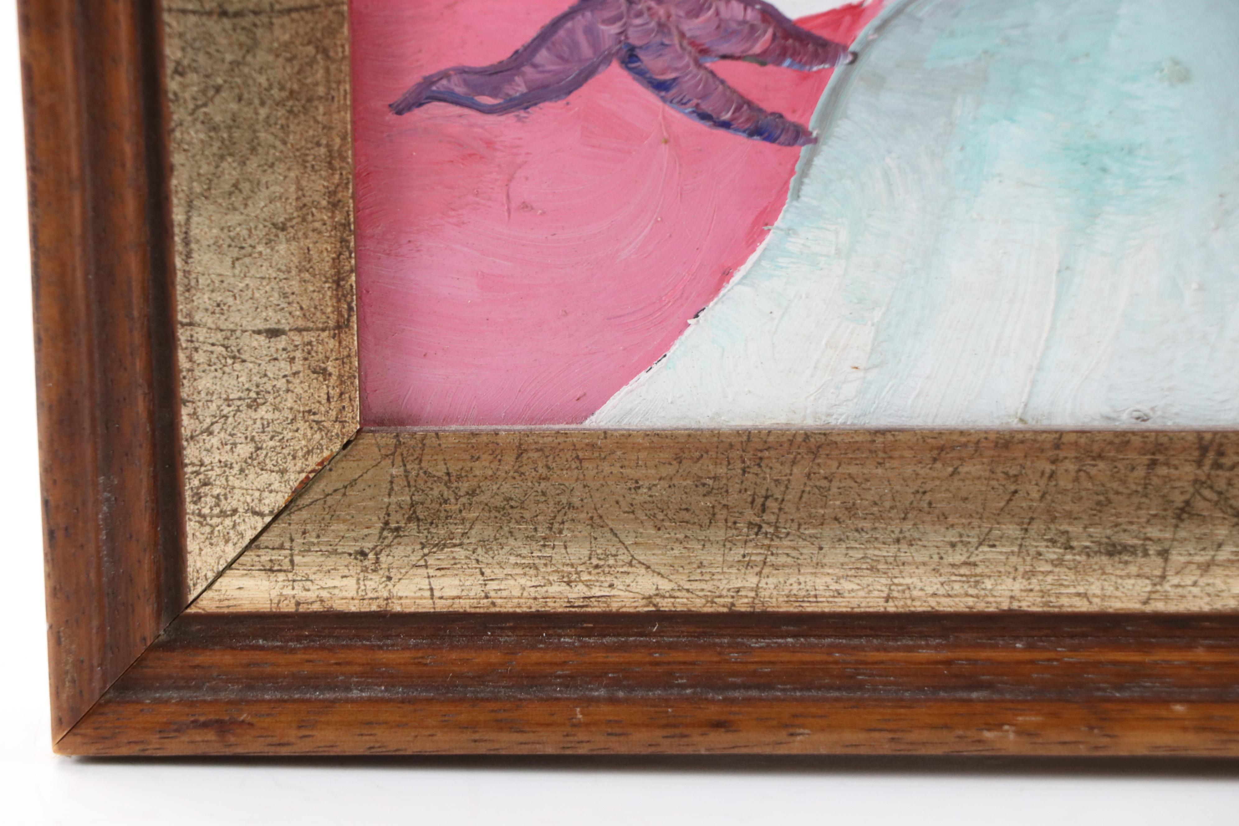 Gesner Armand Oil Painting of Stylized Pigeons, Late 20th/Early 21st Century