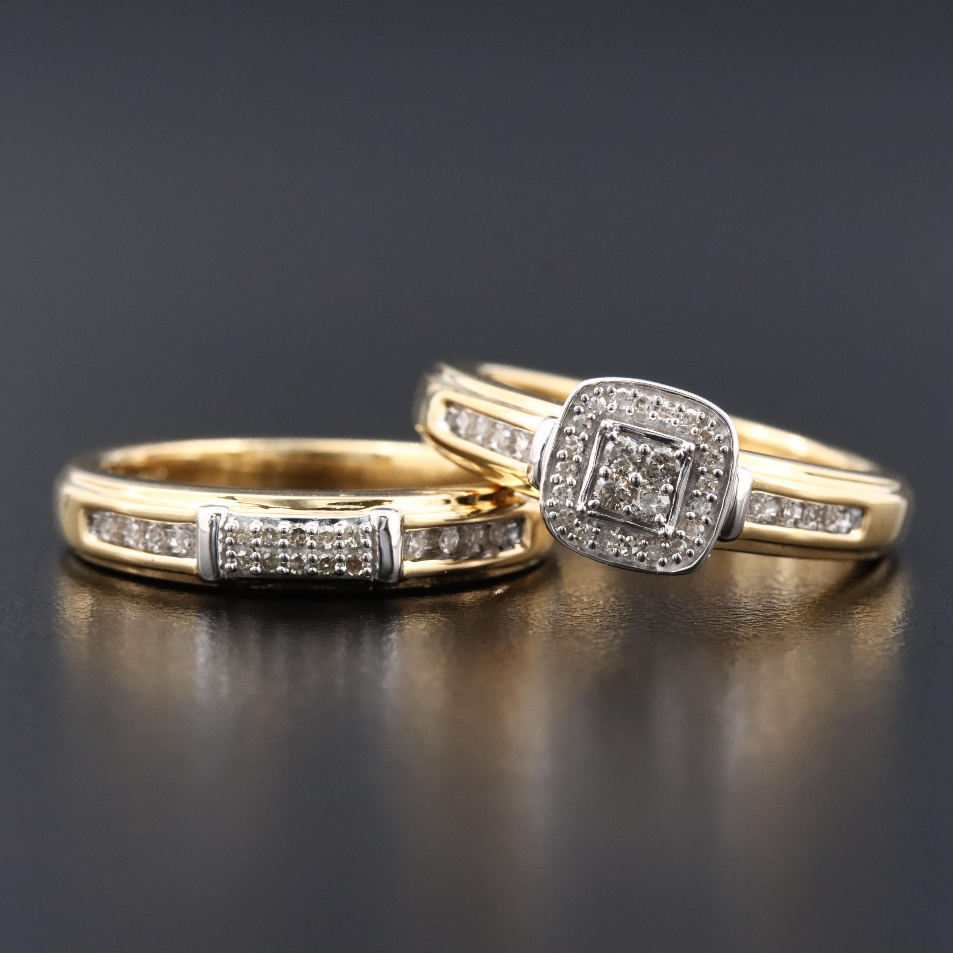 Sterling Diamond Ring Set