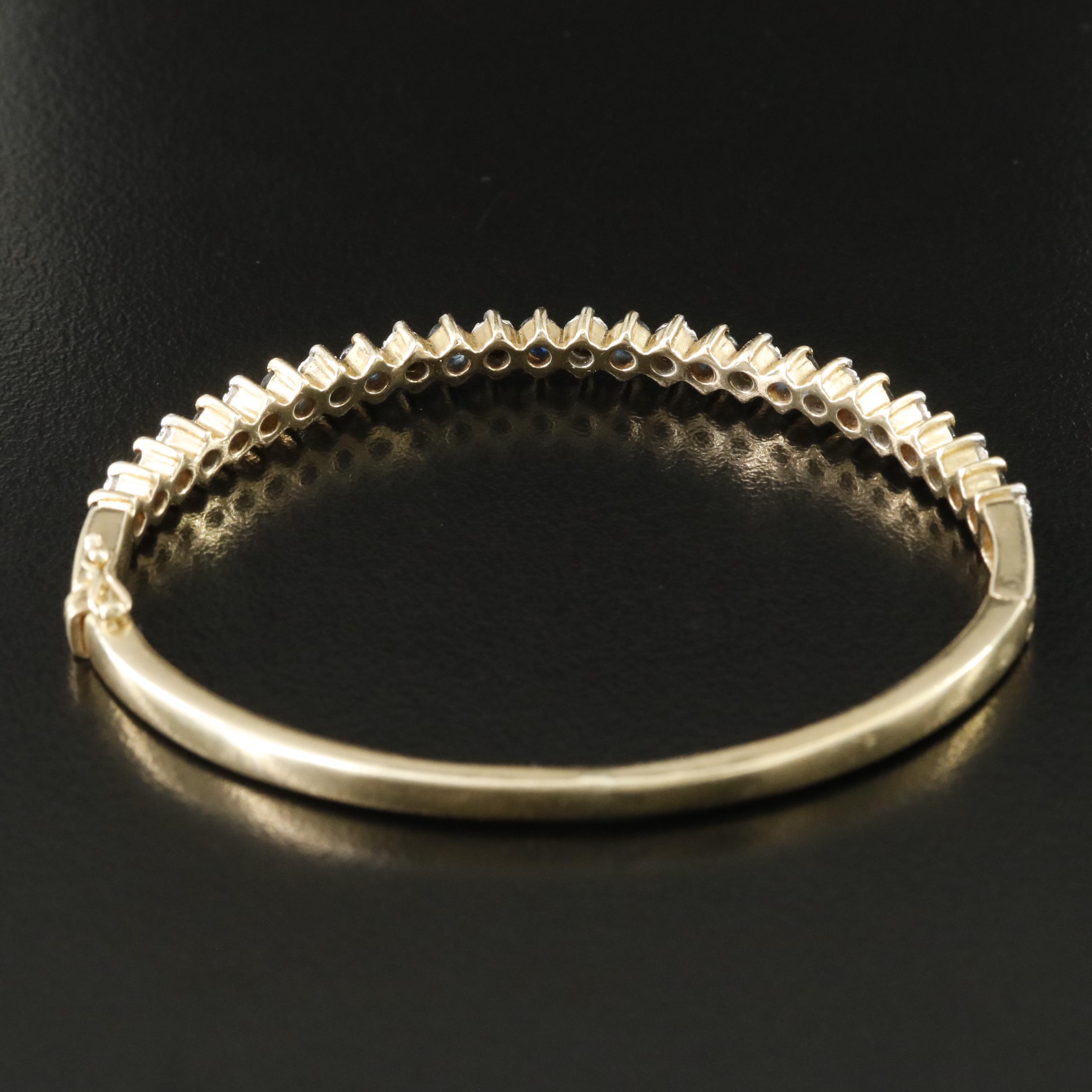 14K Sapphire and Diamond Hinged Bangle