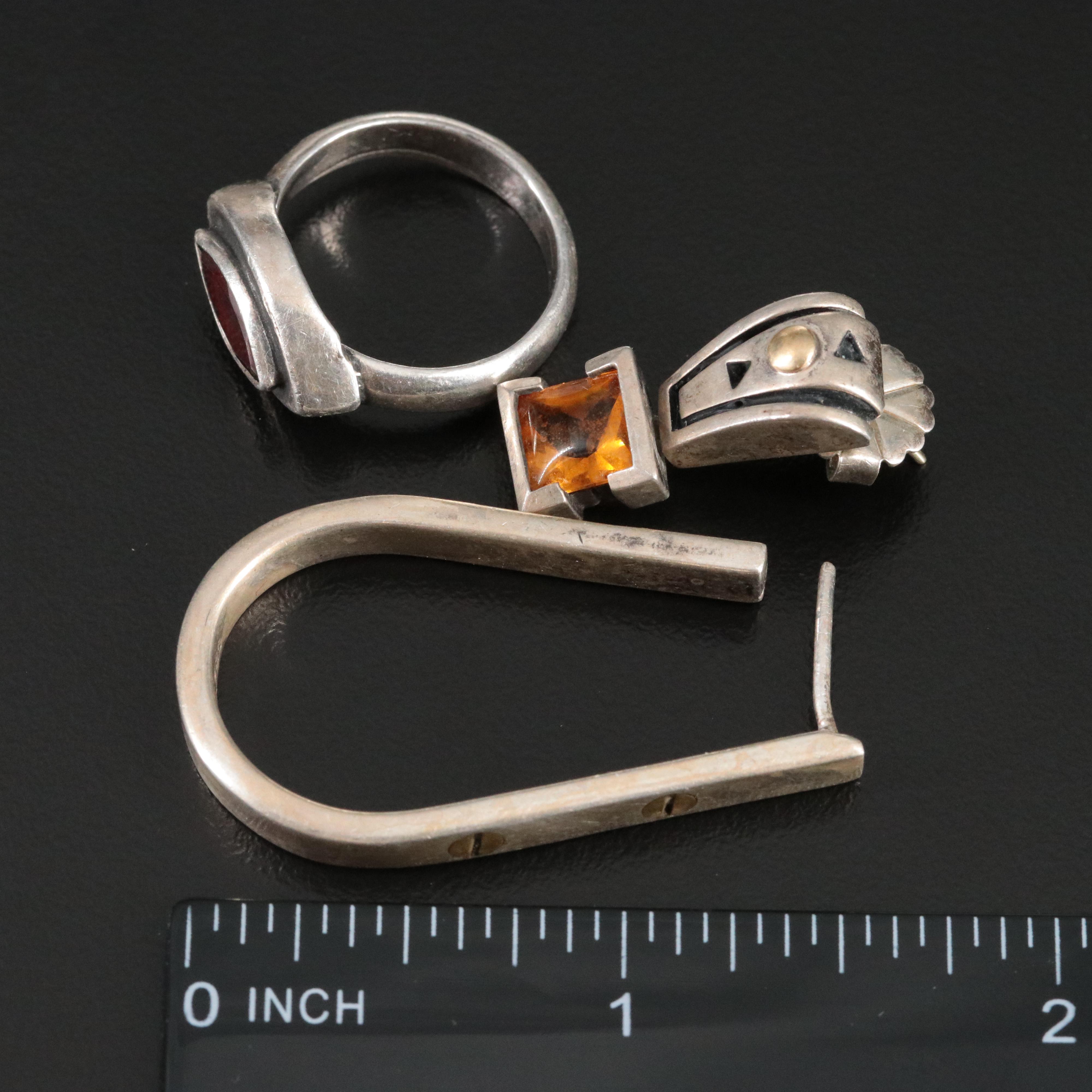 Sterling Rings and Earrings Collection Including Garnet and Black Onyx