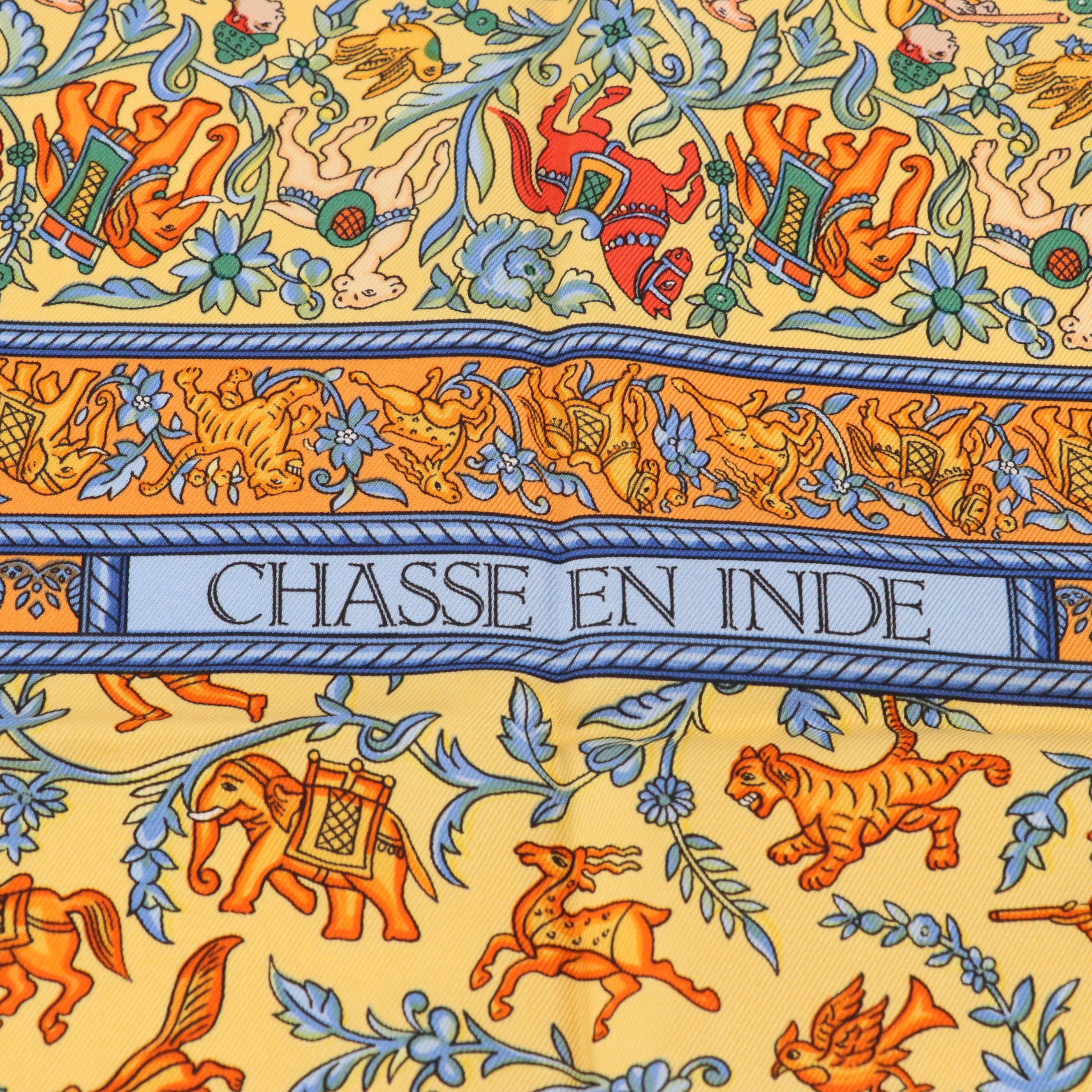 Hermès "Chasse en Inde" Scarf 90 in Silk Twill