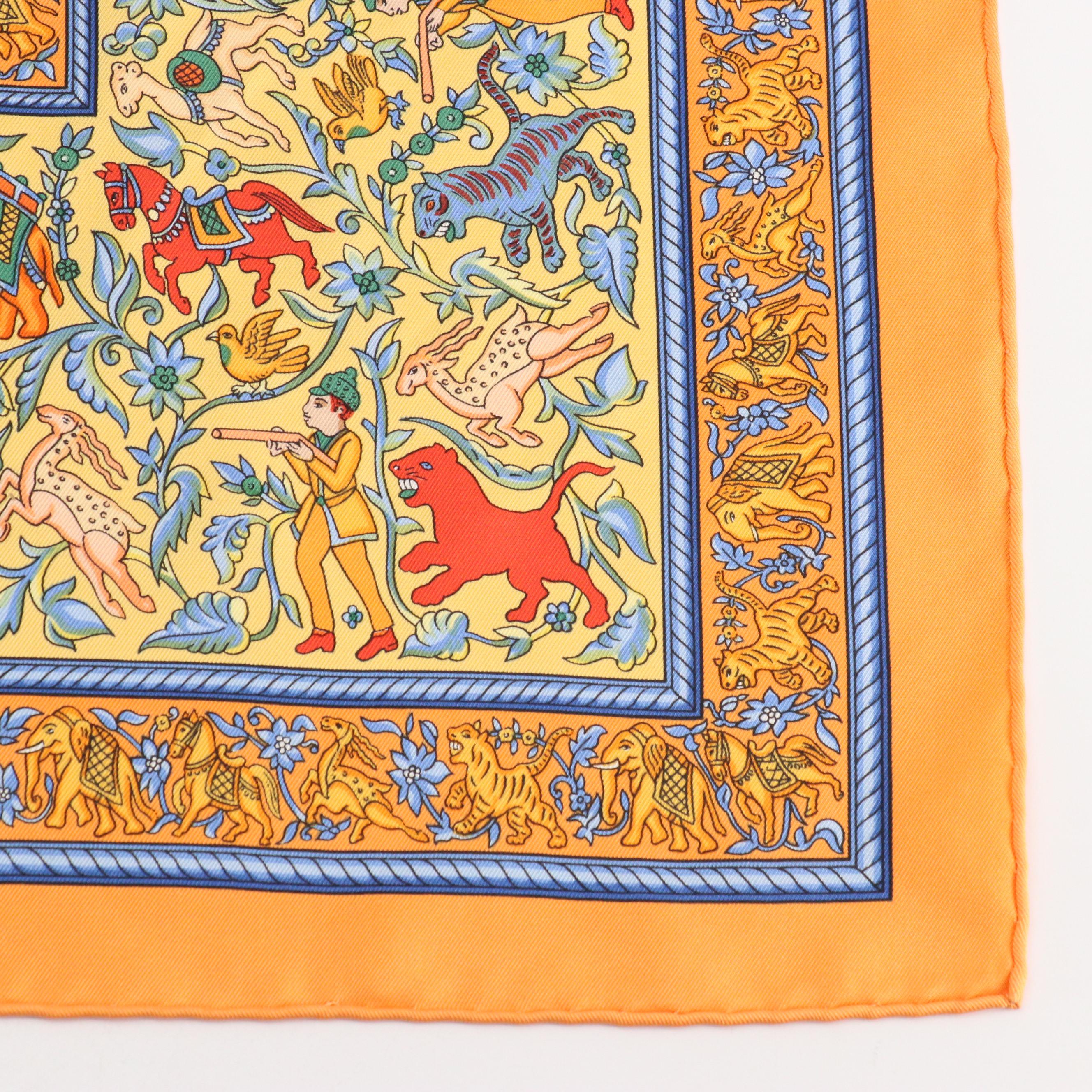 Hermès "Chasse en Inde" Scarf 90 in Silk Twill