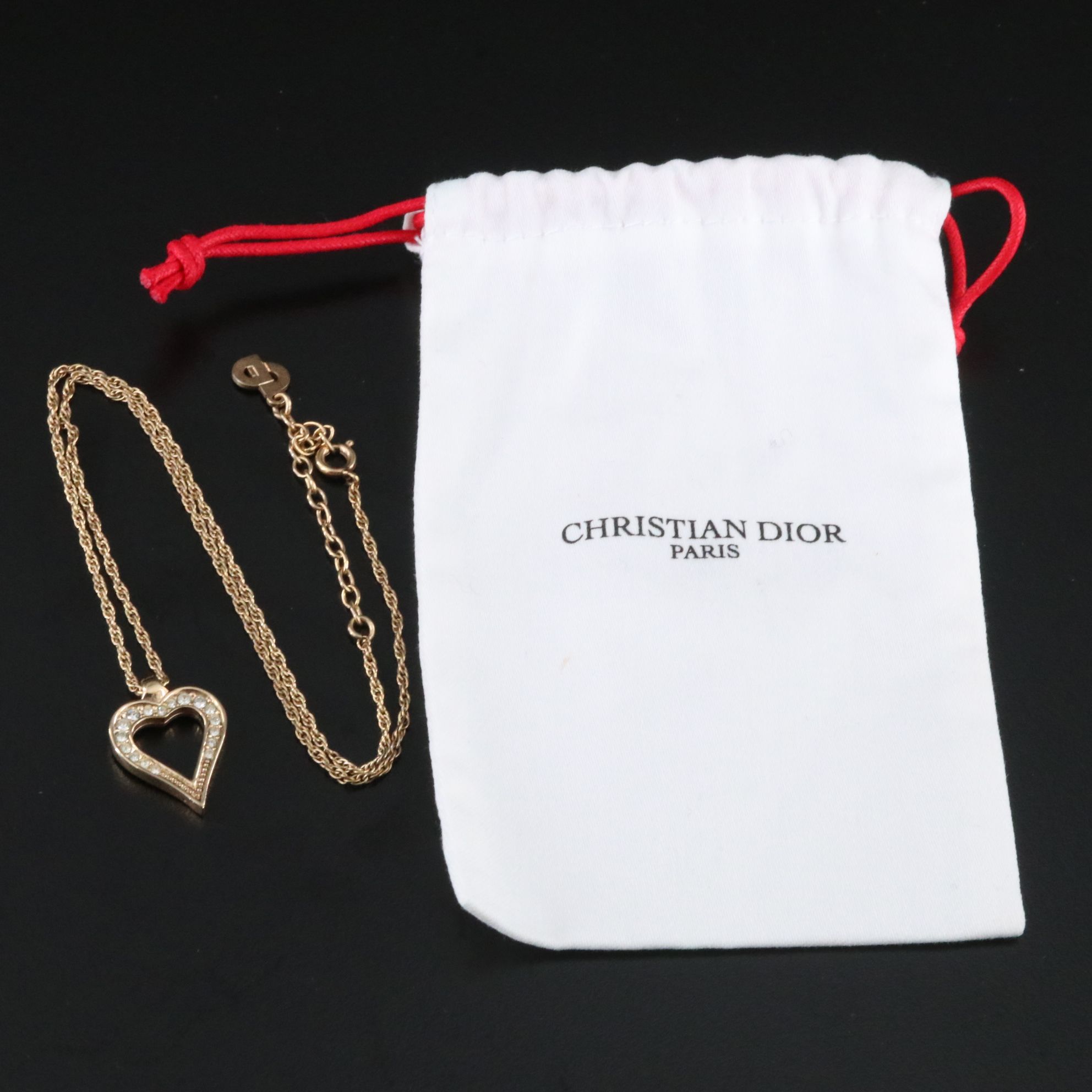 Christian Dior Crystal Heart Necklace