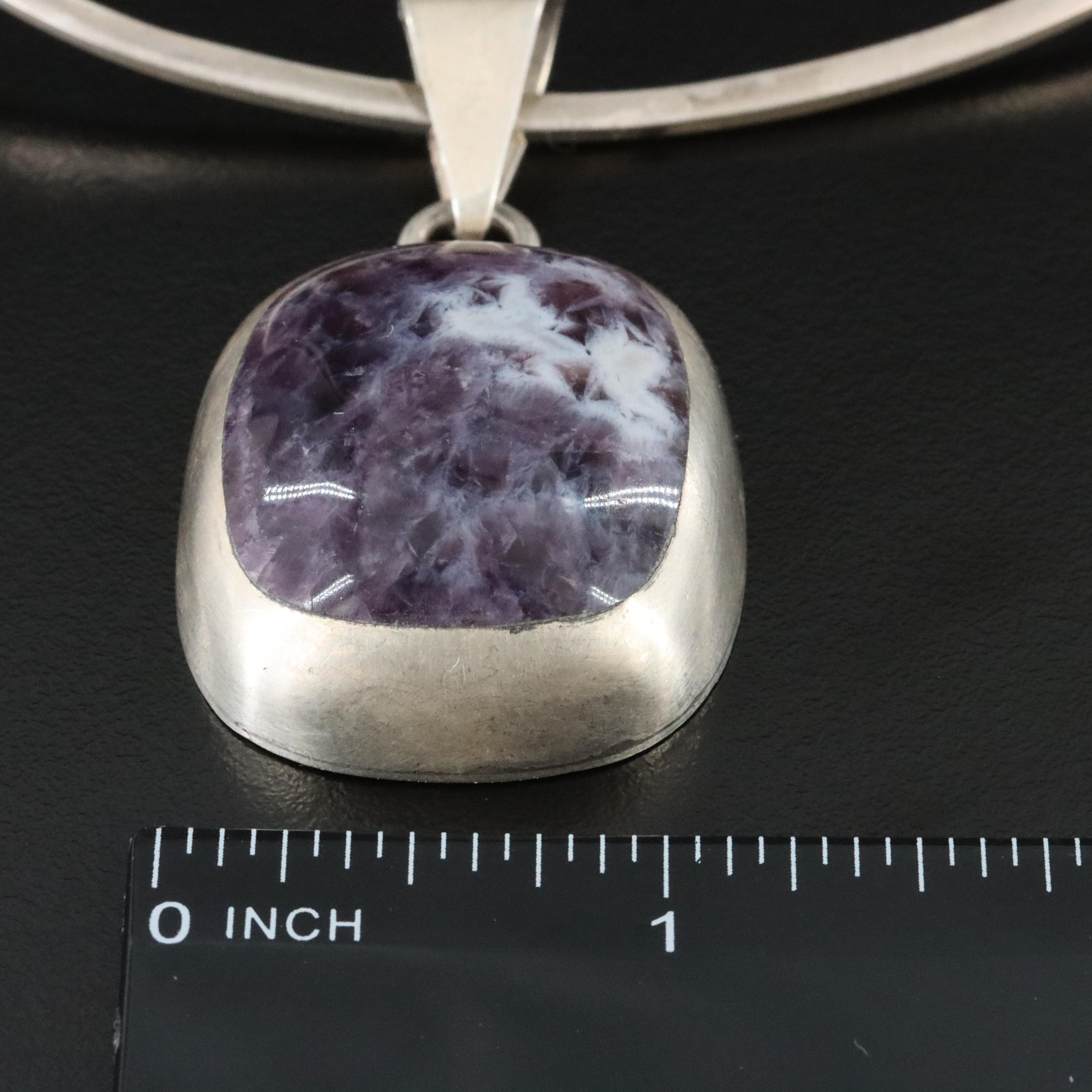 Sterling Amethyst and Jasper Pendant Necklace and Earrings