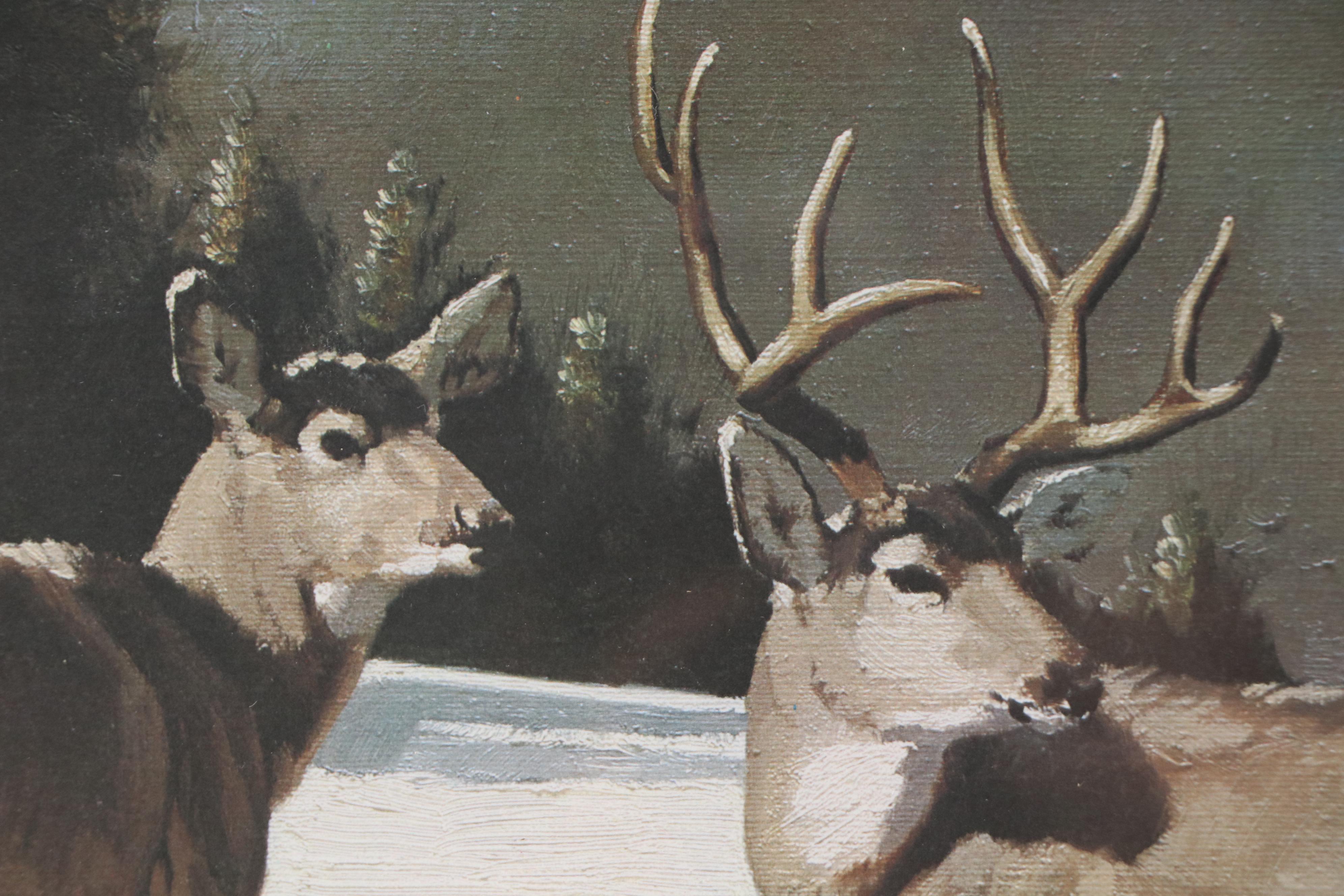 Guy Coheleach Offset Lithograph of Deer "Long Shadows," Late 20th Century