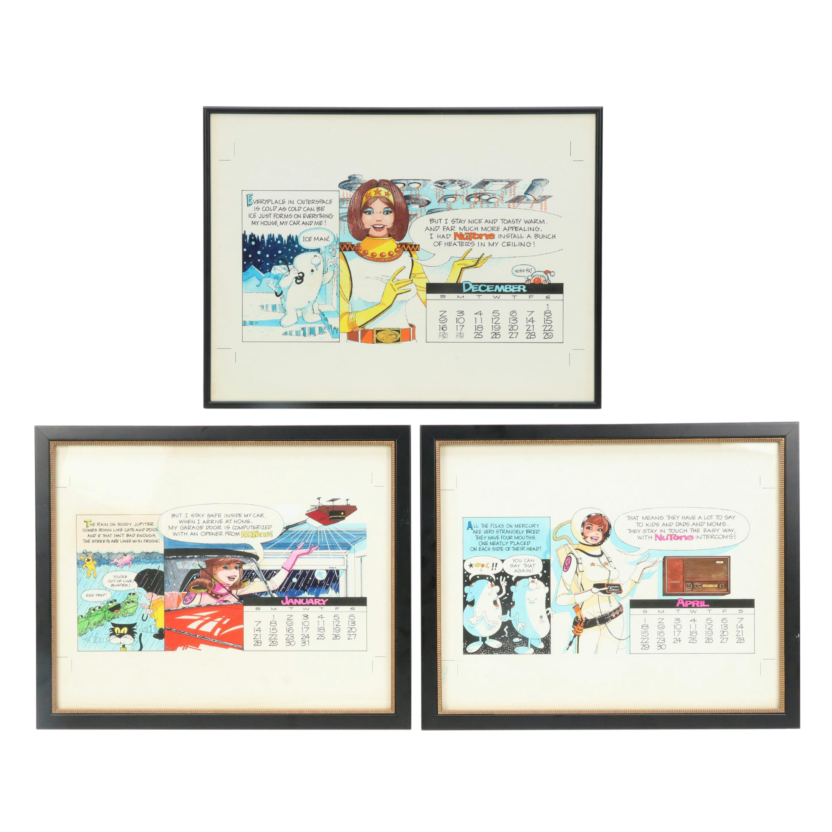 George Wagner Marker and Ink Nutone Advertisement Illustrations, Mid-20th C.