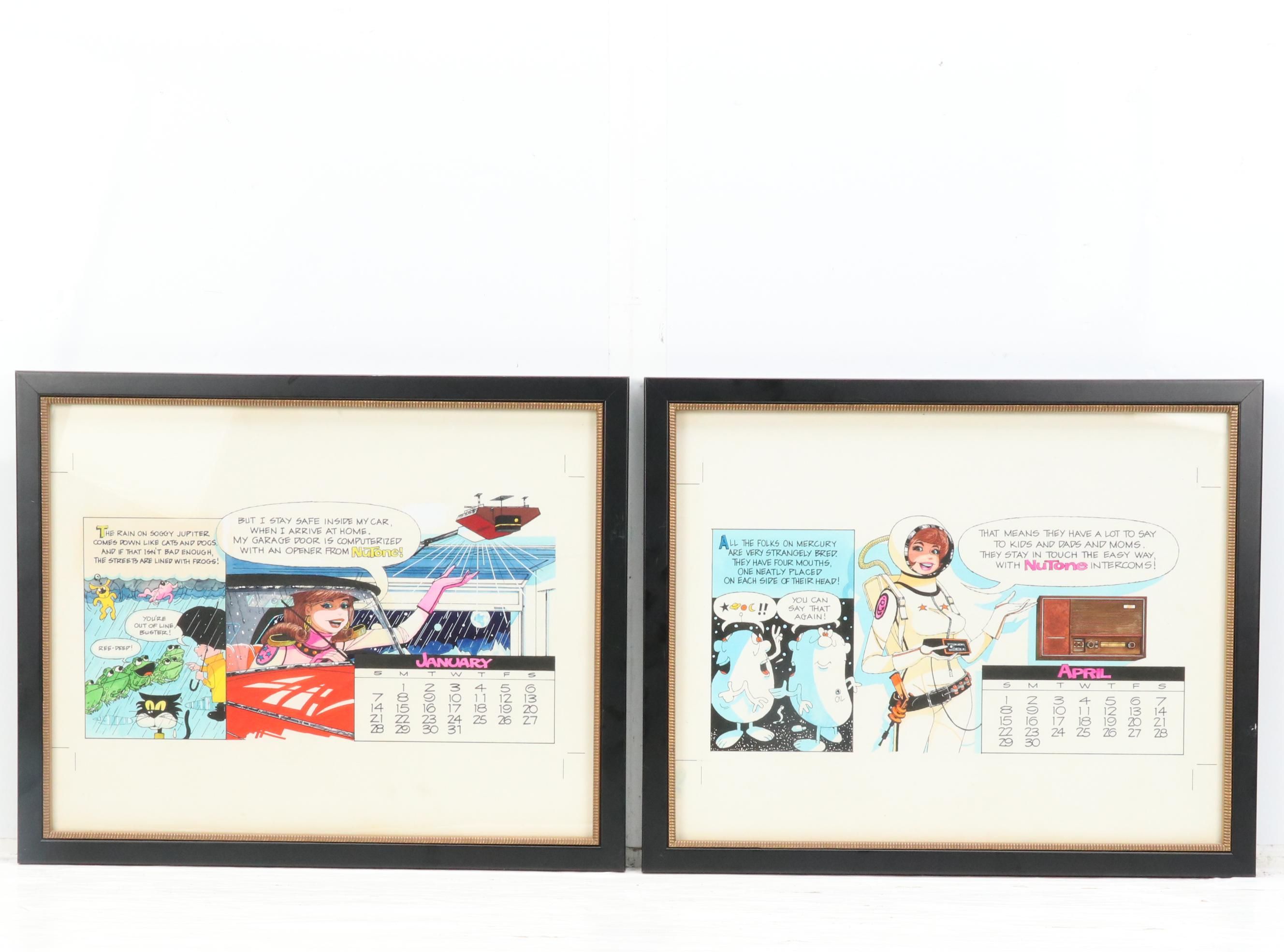 George Wagner Marker and Ink Nutone Advertisement Illustrations, Mid-20th C.