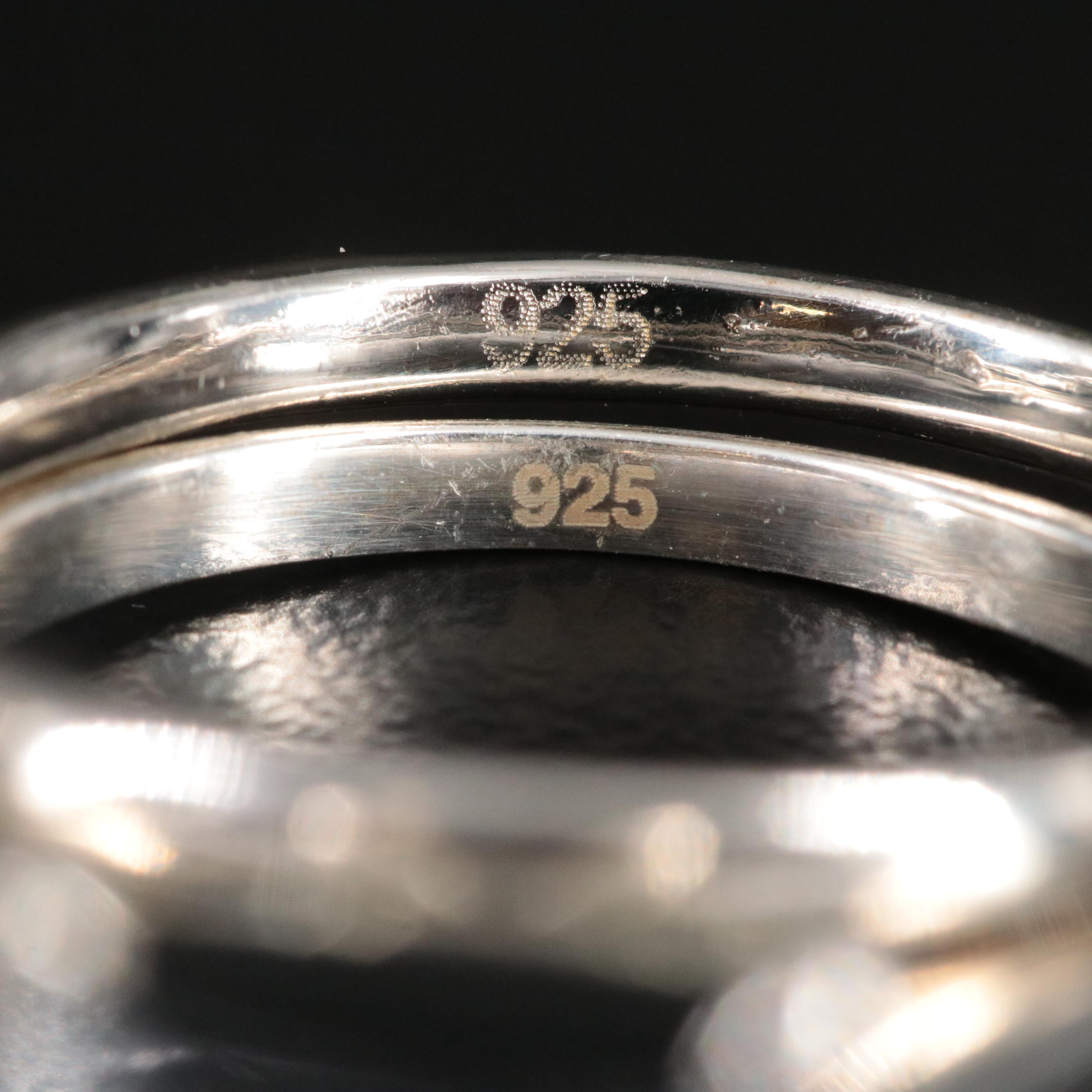 Pair of Sterling Moissanite Solitaire Rings