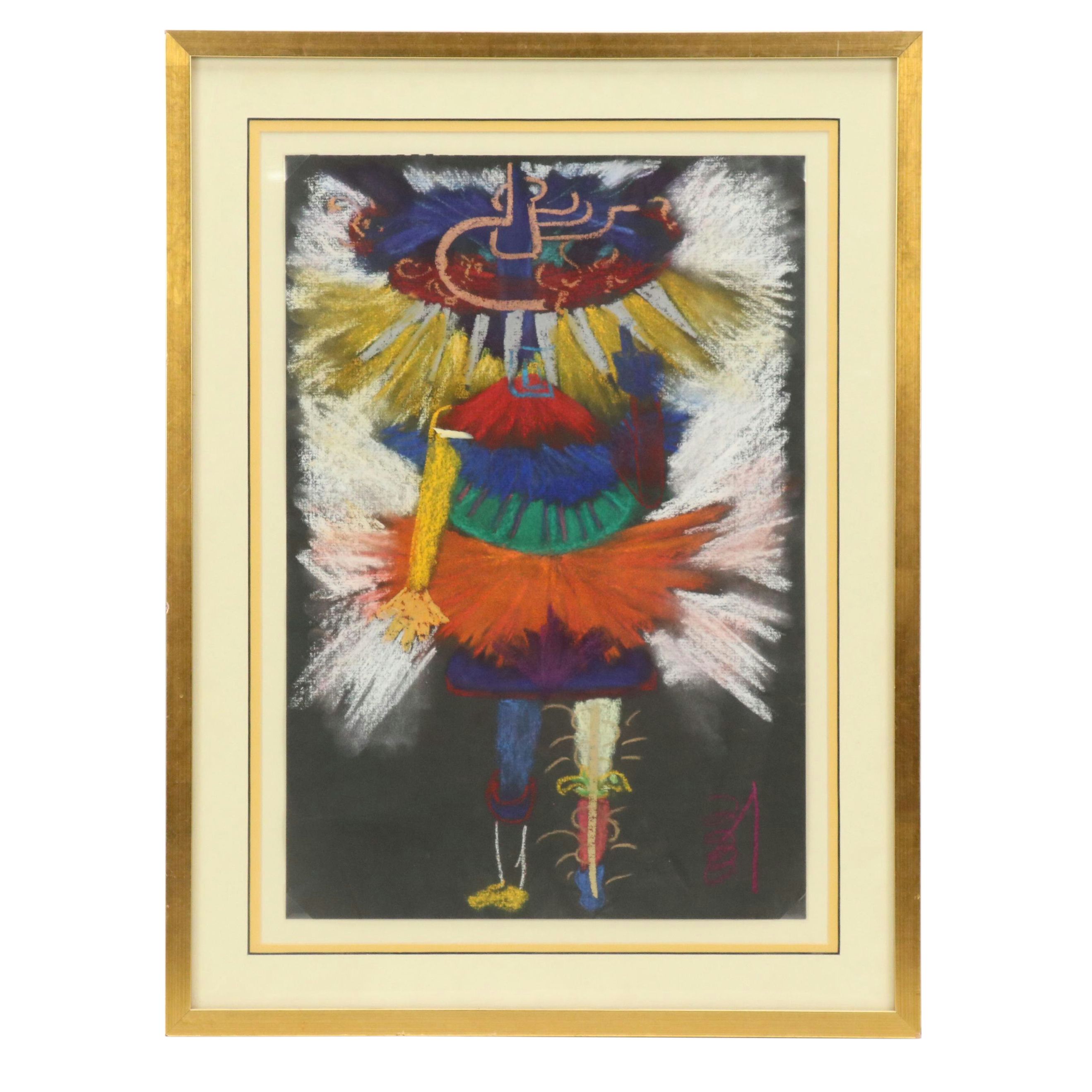 Leiah Bowden Chalk Pastel Drawing "Soul Journey Energy Portrait," Early 21st C.