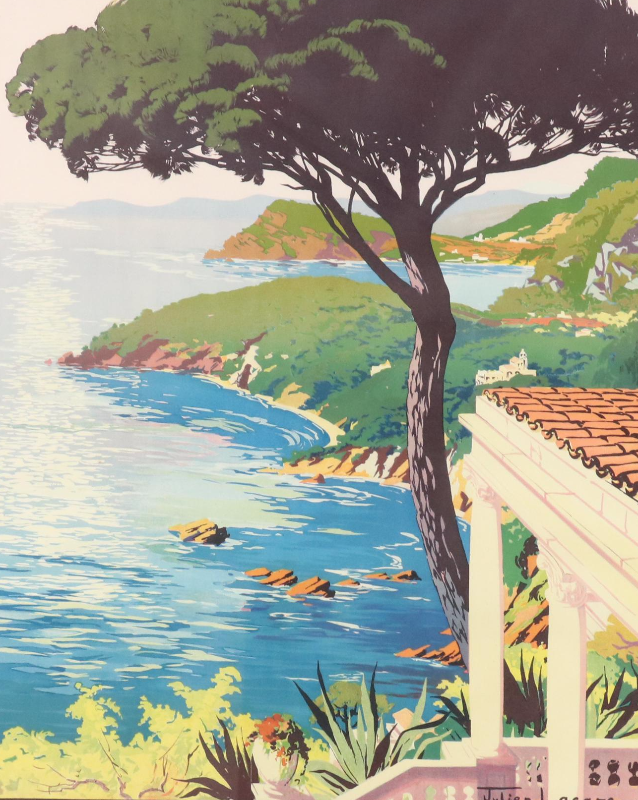 Designed by Julien Lacaze Color Lithograph Poster "Le Littoral Méditerranéen"
