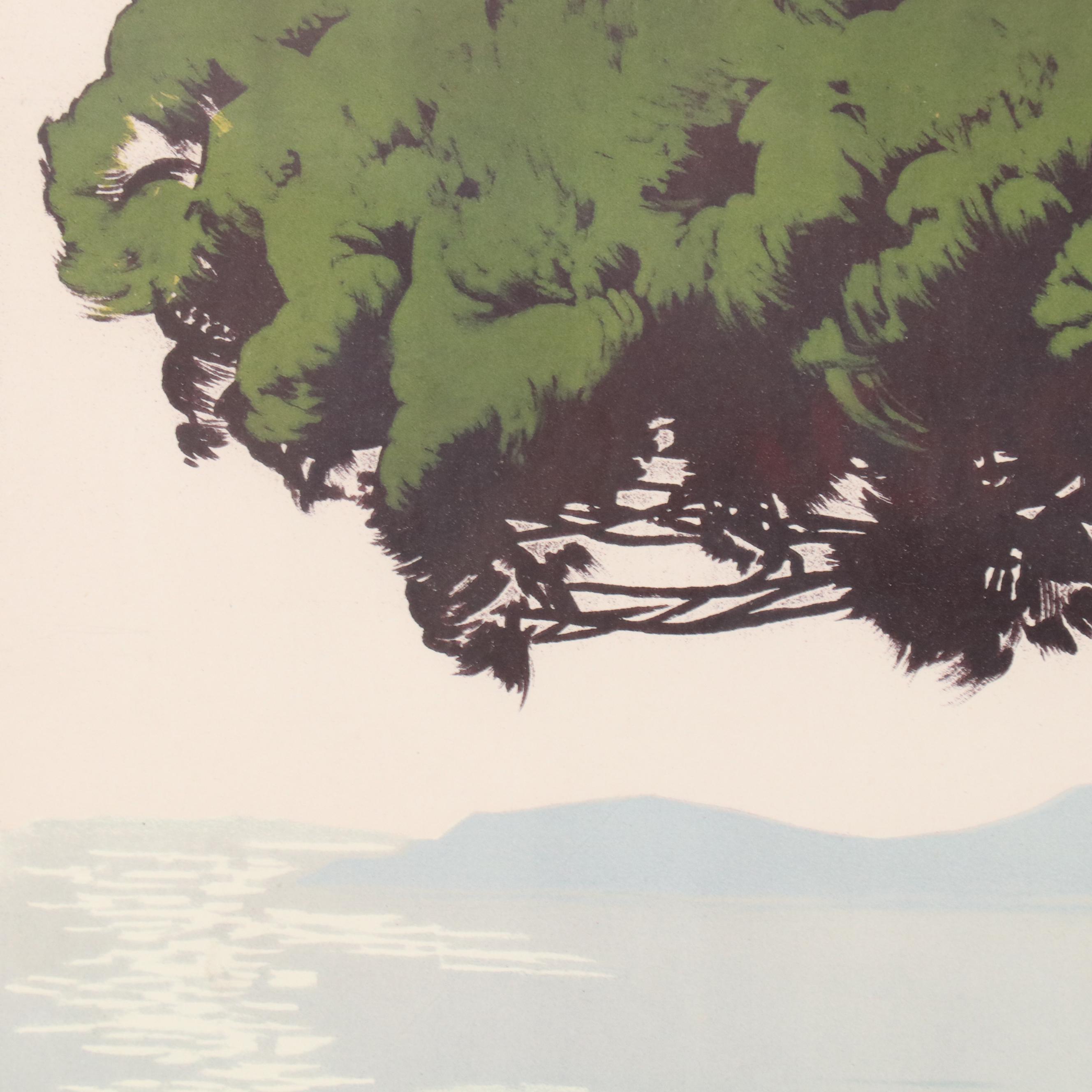 Designed by Julien Lacaze Color Lithograph Poster "Le Littoral Méditerranéen"