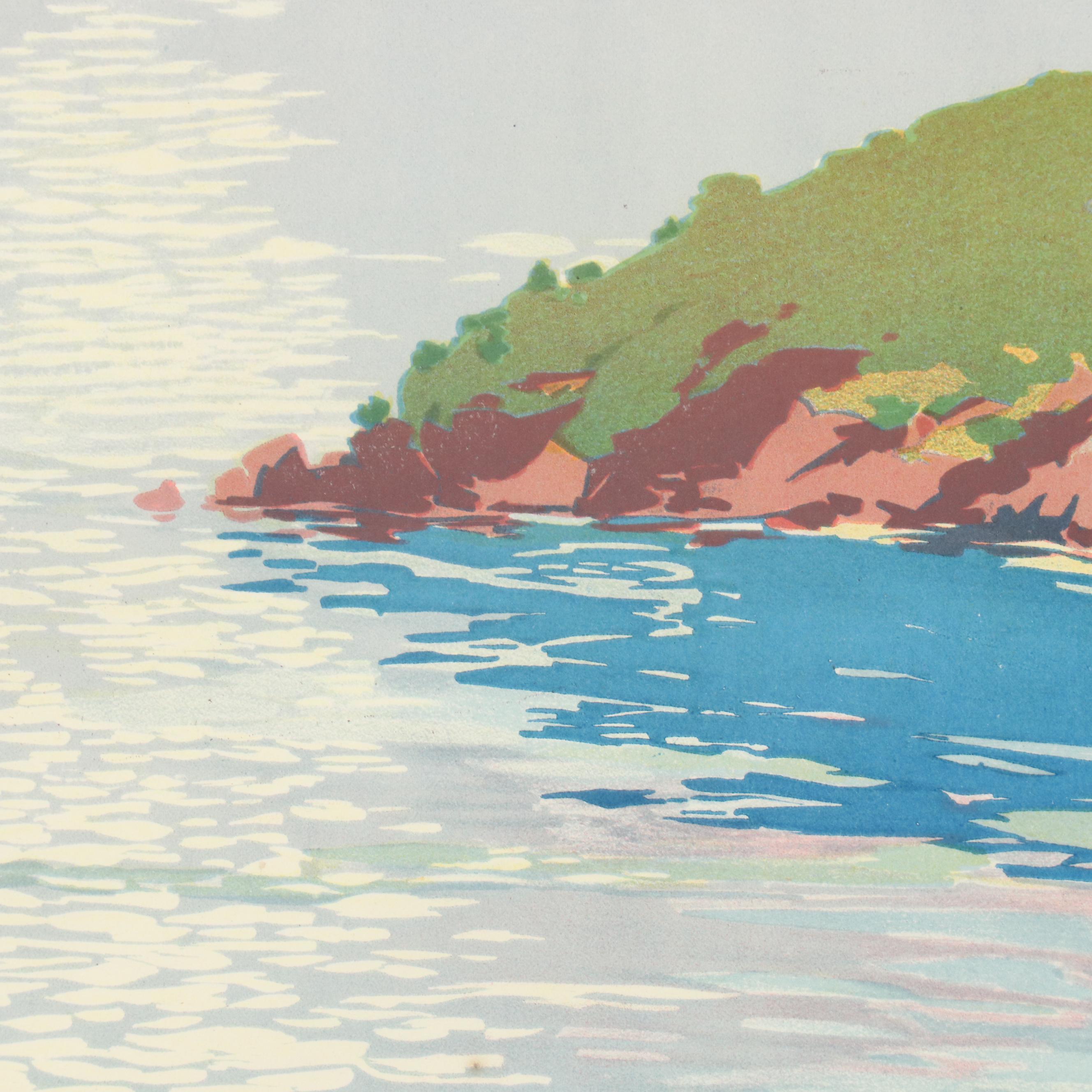 Designed by Julien Lacaze Color Lithograph Poster "Le Littoral Méditerranéen"