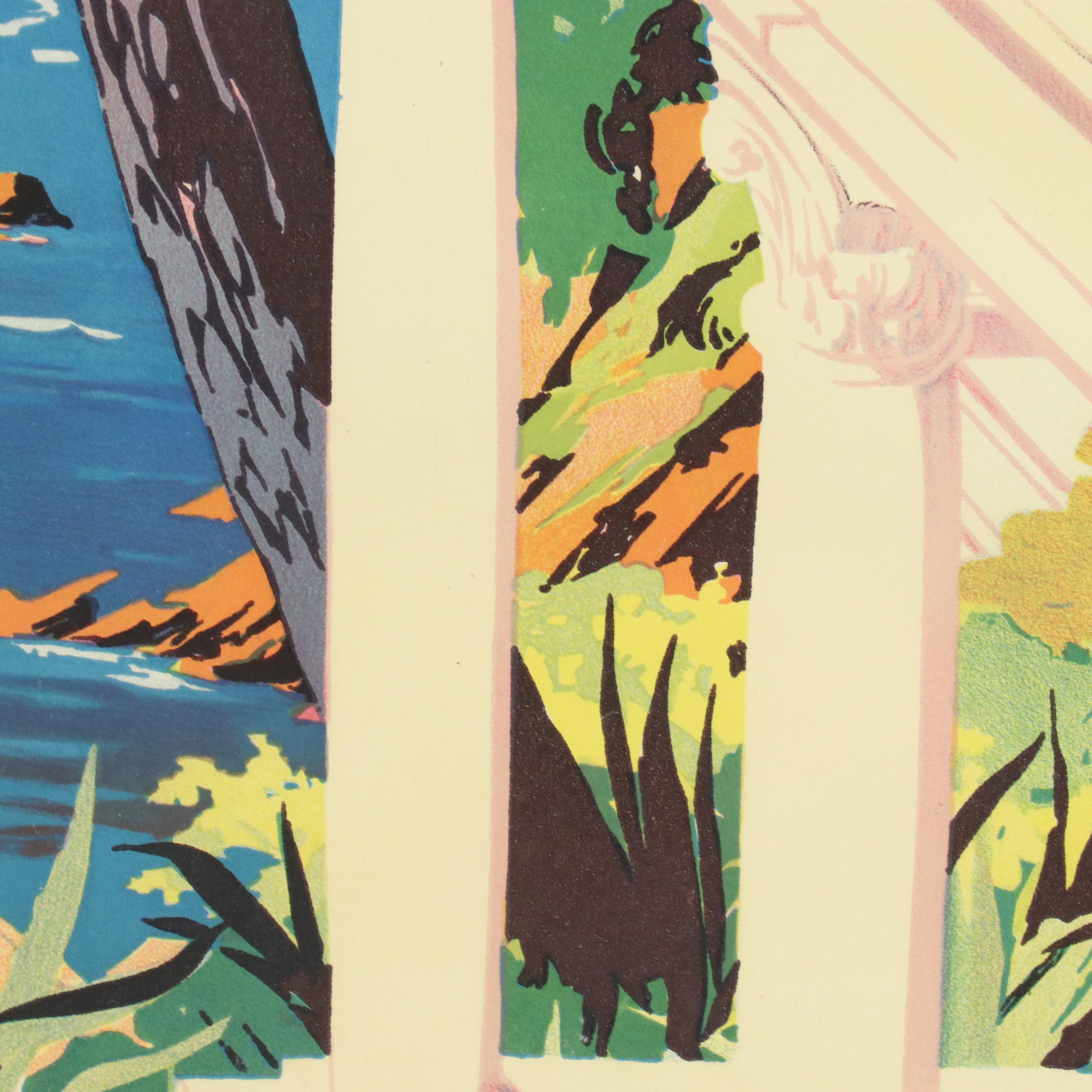 Designed by Julien Lacaze Color Lithograph Poster "Le Littoral Méditerranéen"