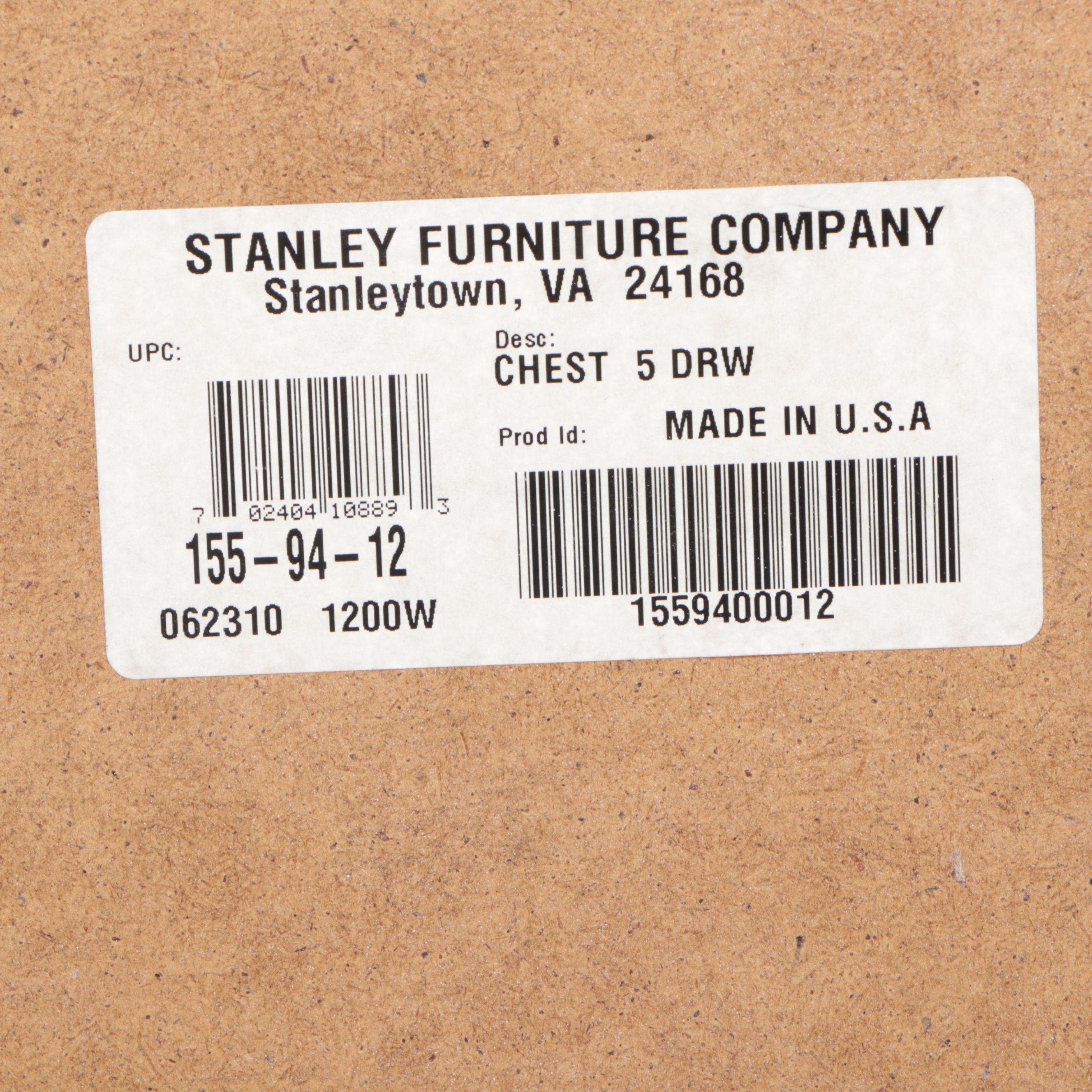 Stanley Furniture White Painted Wood Tall Chest of Drawers