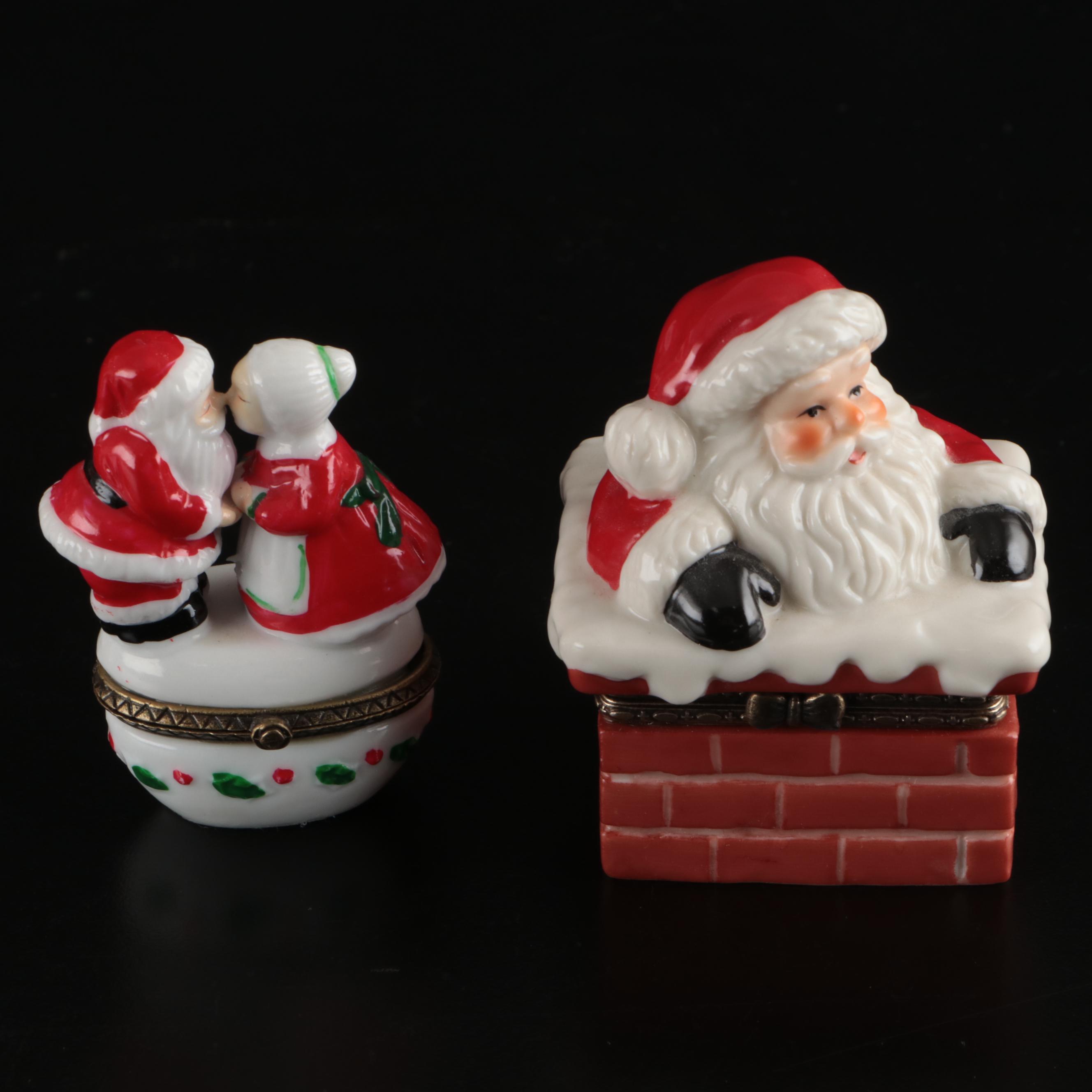 Glass Christmas Trees with Santa Boxes and More Decor