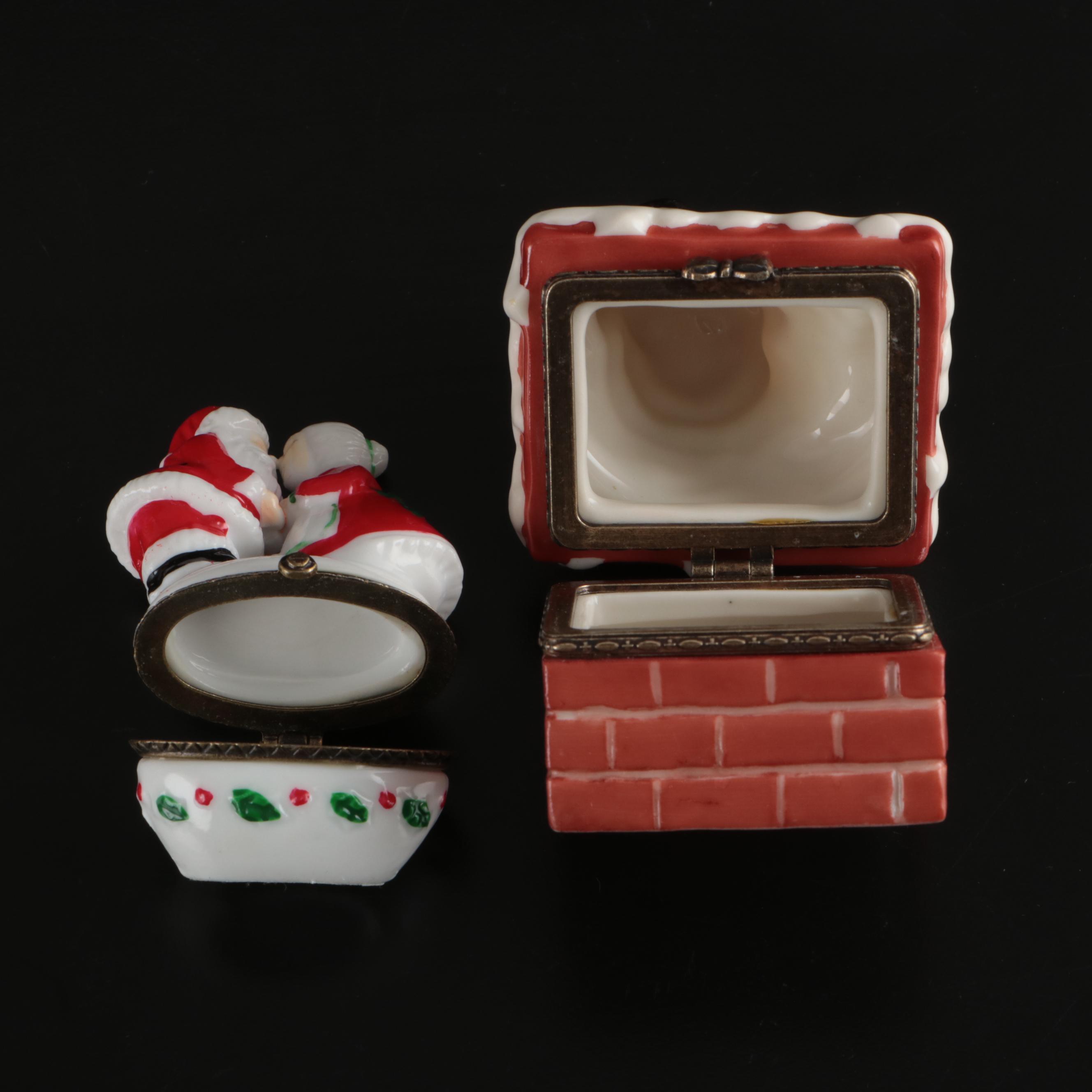 Glass Christmas Trees with Santa Boxes and More Decor